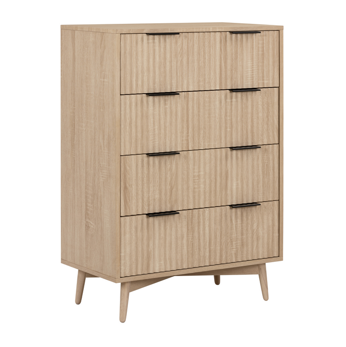 Enzo Oak 4 Drawer Grooved Chest