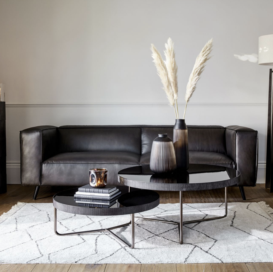 Knightsbridge Round Coffee Table with Black Tinted Glass