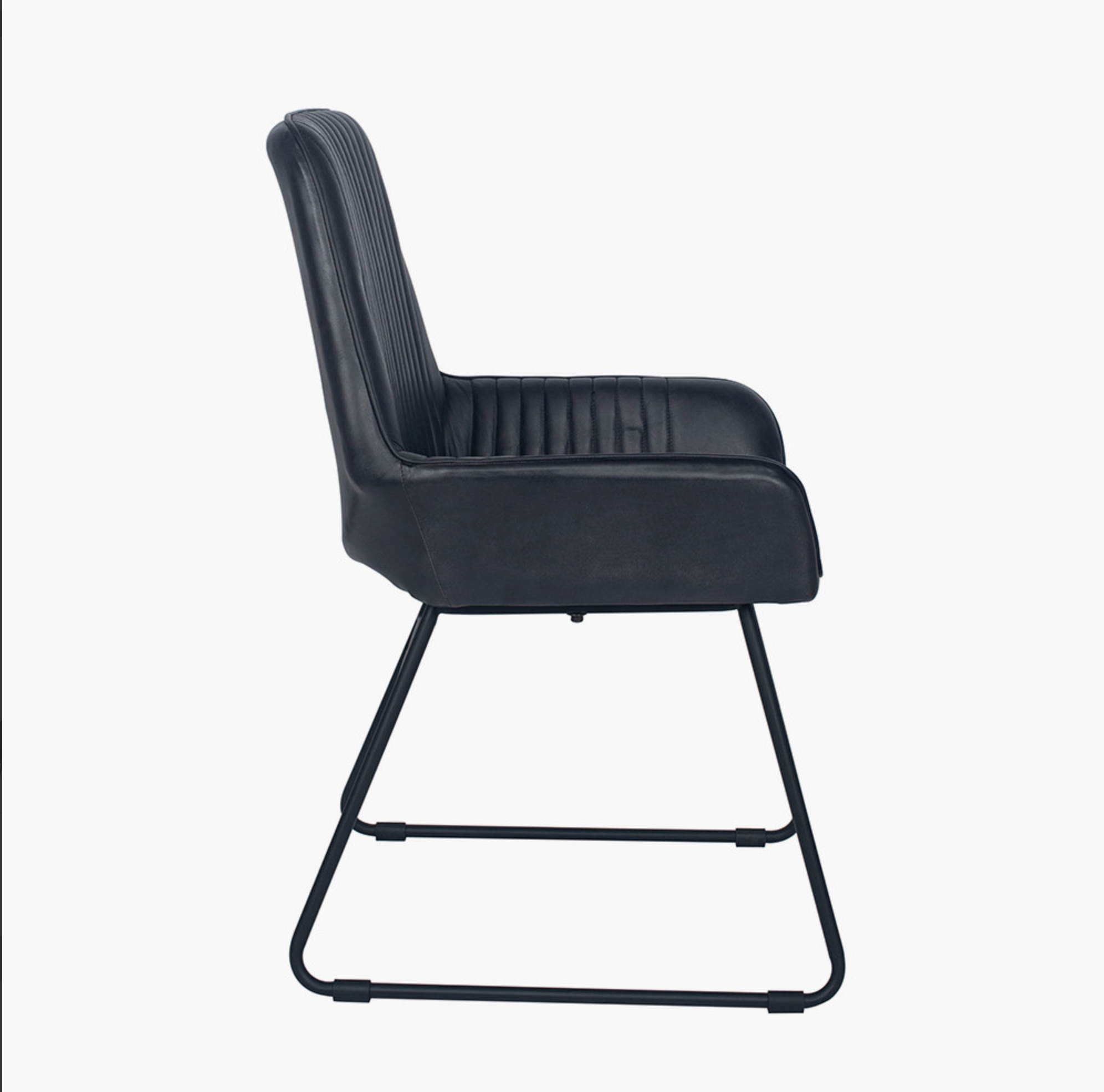 Giancomo Steel Grey Leather and Iron Dining Chair