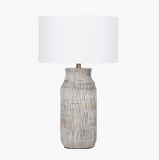 Yala Grey Wash Wood Textured Bottle Table Lamp