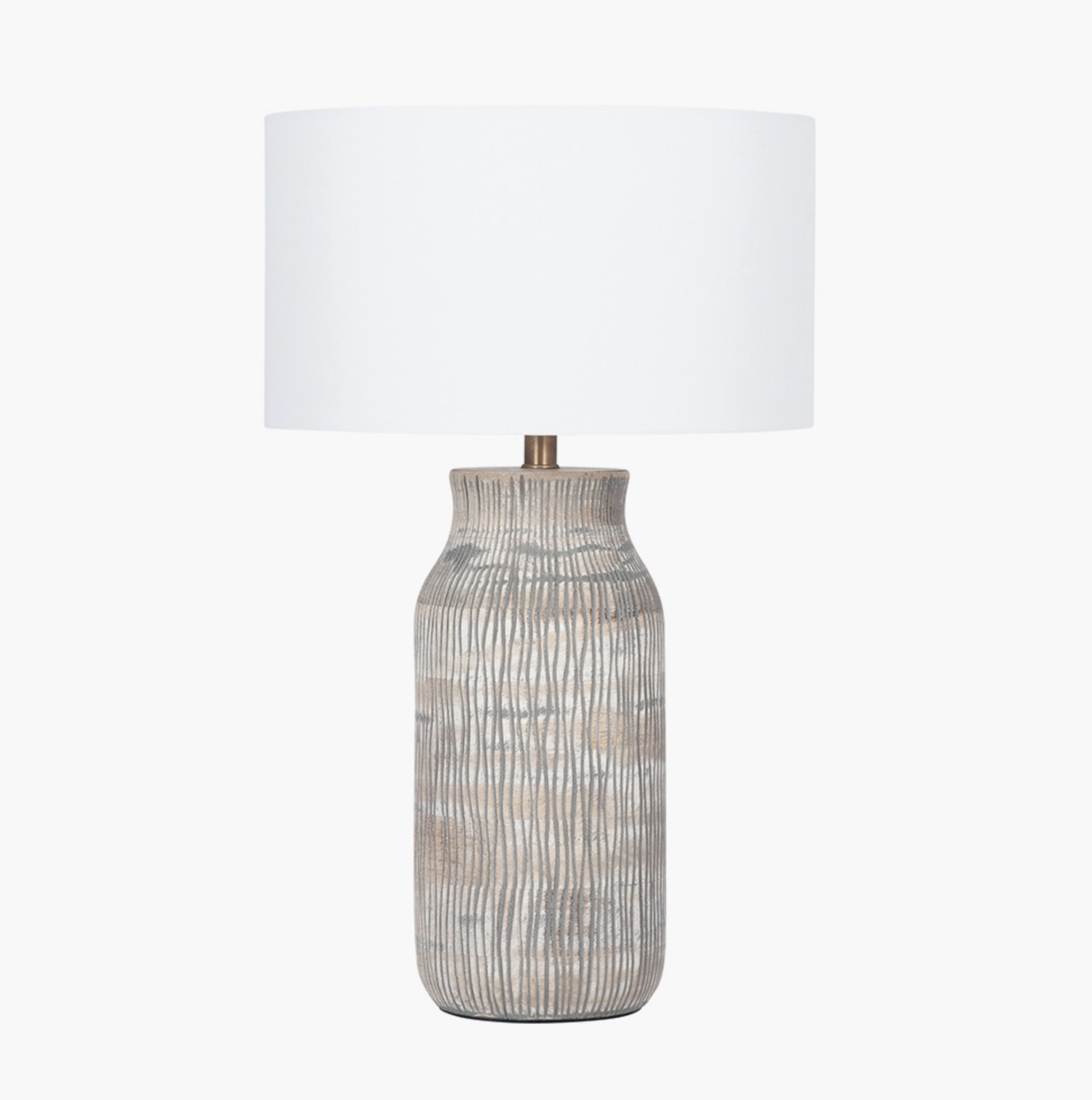 Yala Grey Wash Wood Textured Bottle Table Lamp