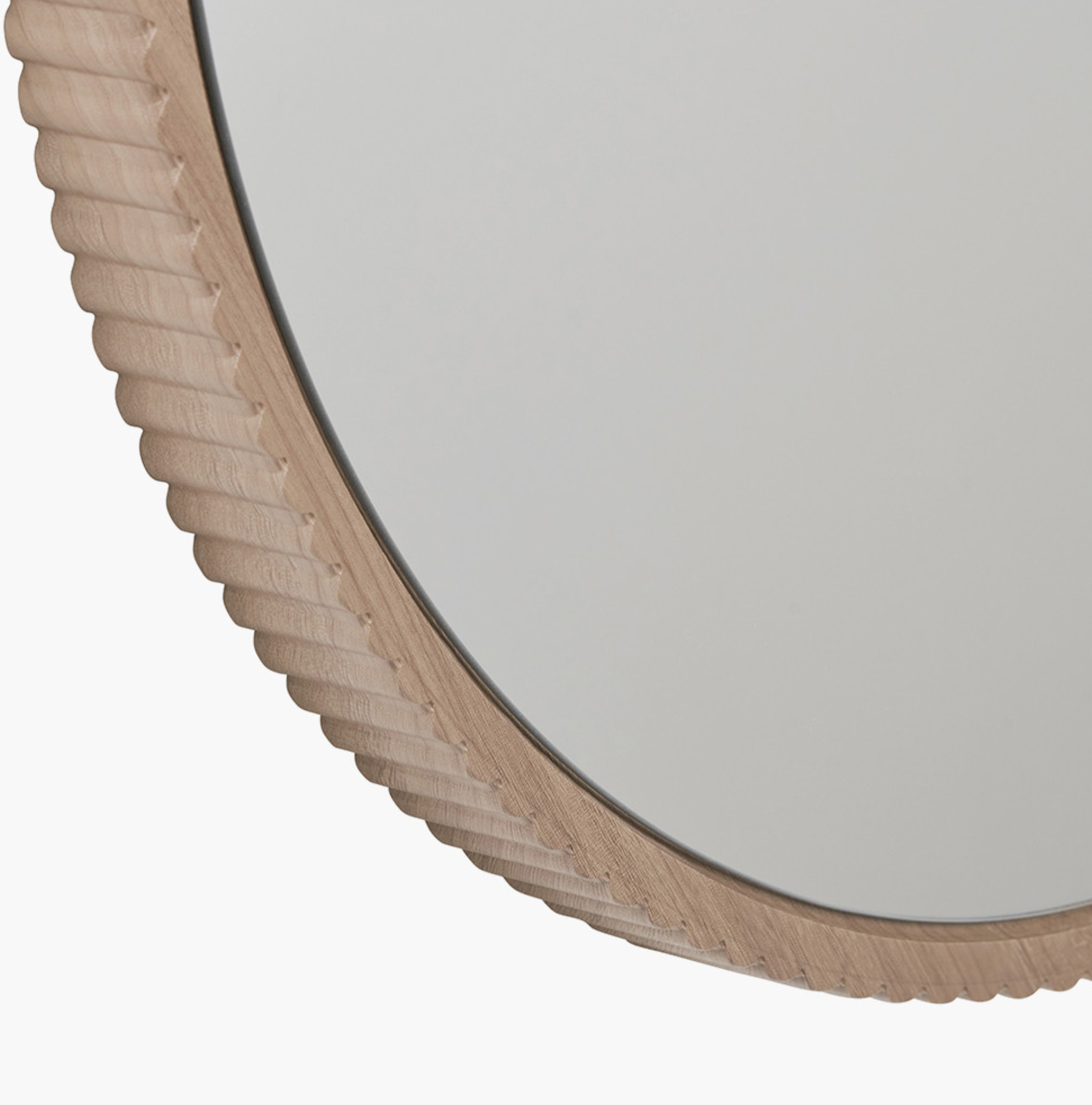 New Natural Oak Wood Veneer Textured Edge Round Wall Mirror