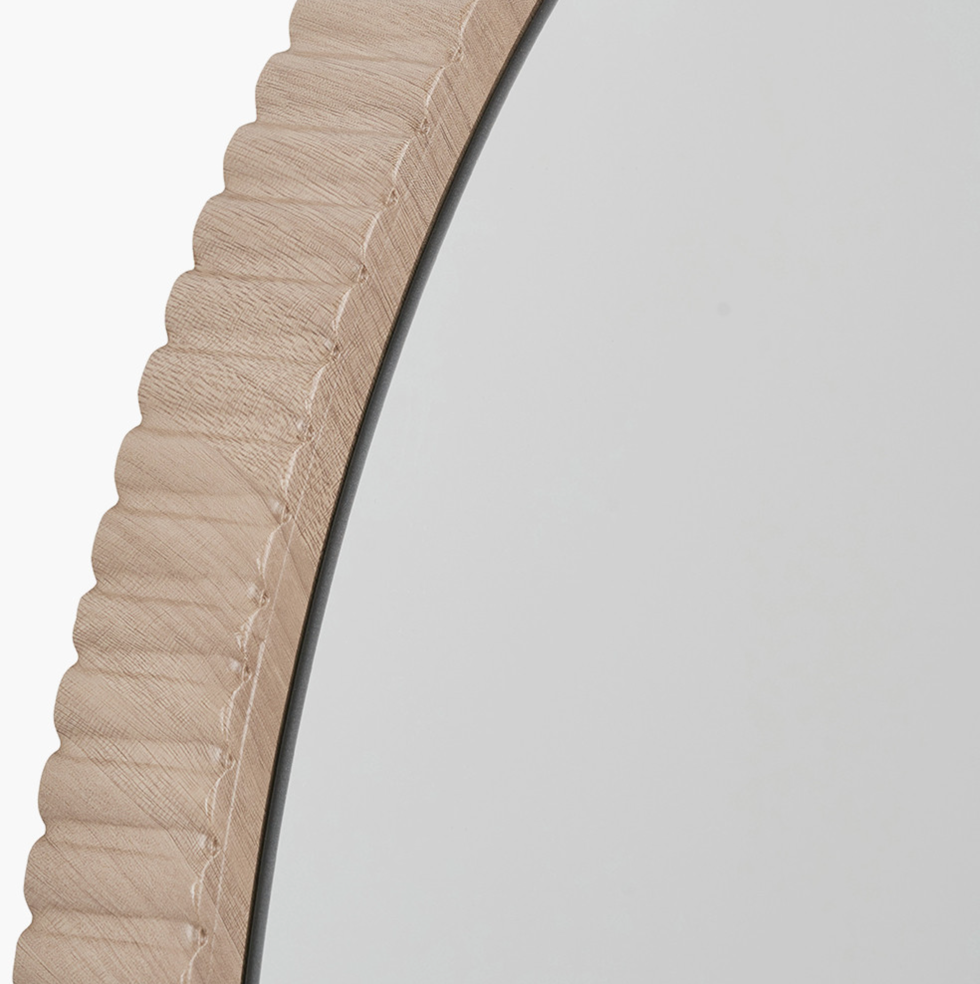 New Natural Oak Wood Veneer Textured Edge Round Wall Mirror