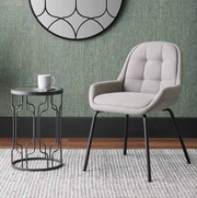 Alba Grey Linen Mix and Black Metal Dining Chair