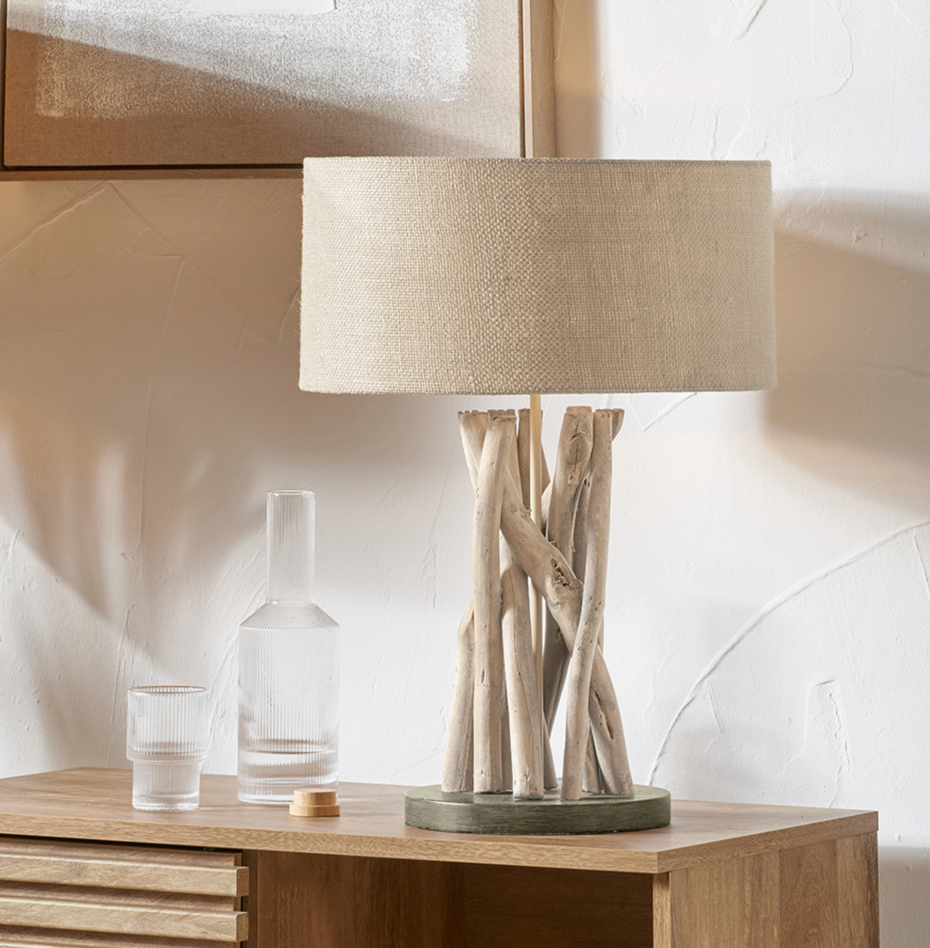 Derna Drift Wood & Natural Jute Table Lamp