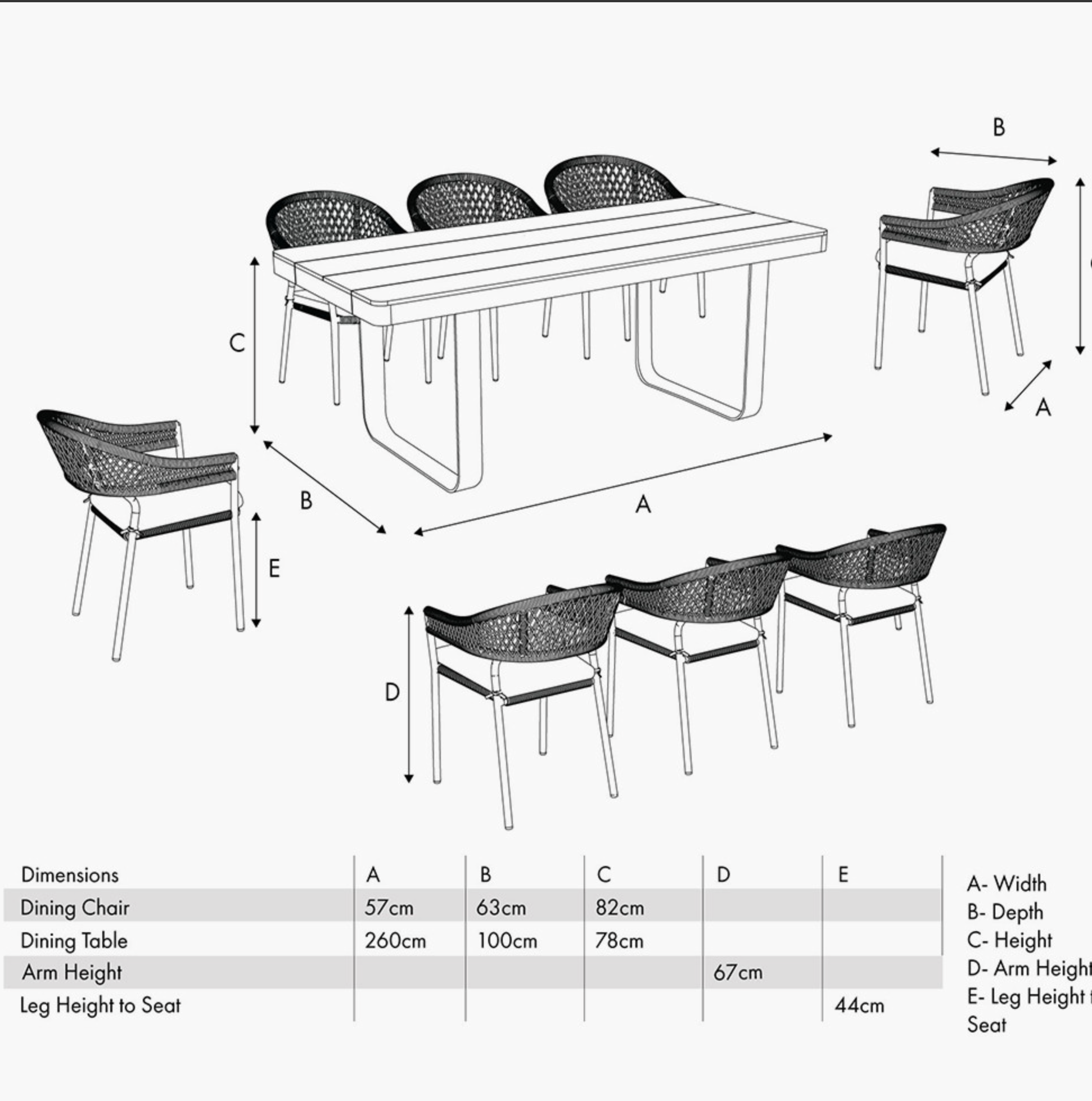 Osaka Latte Outdoor 8 Seater Dining Set