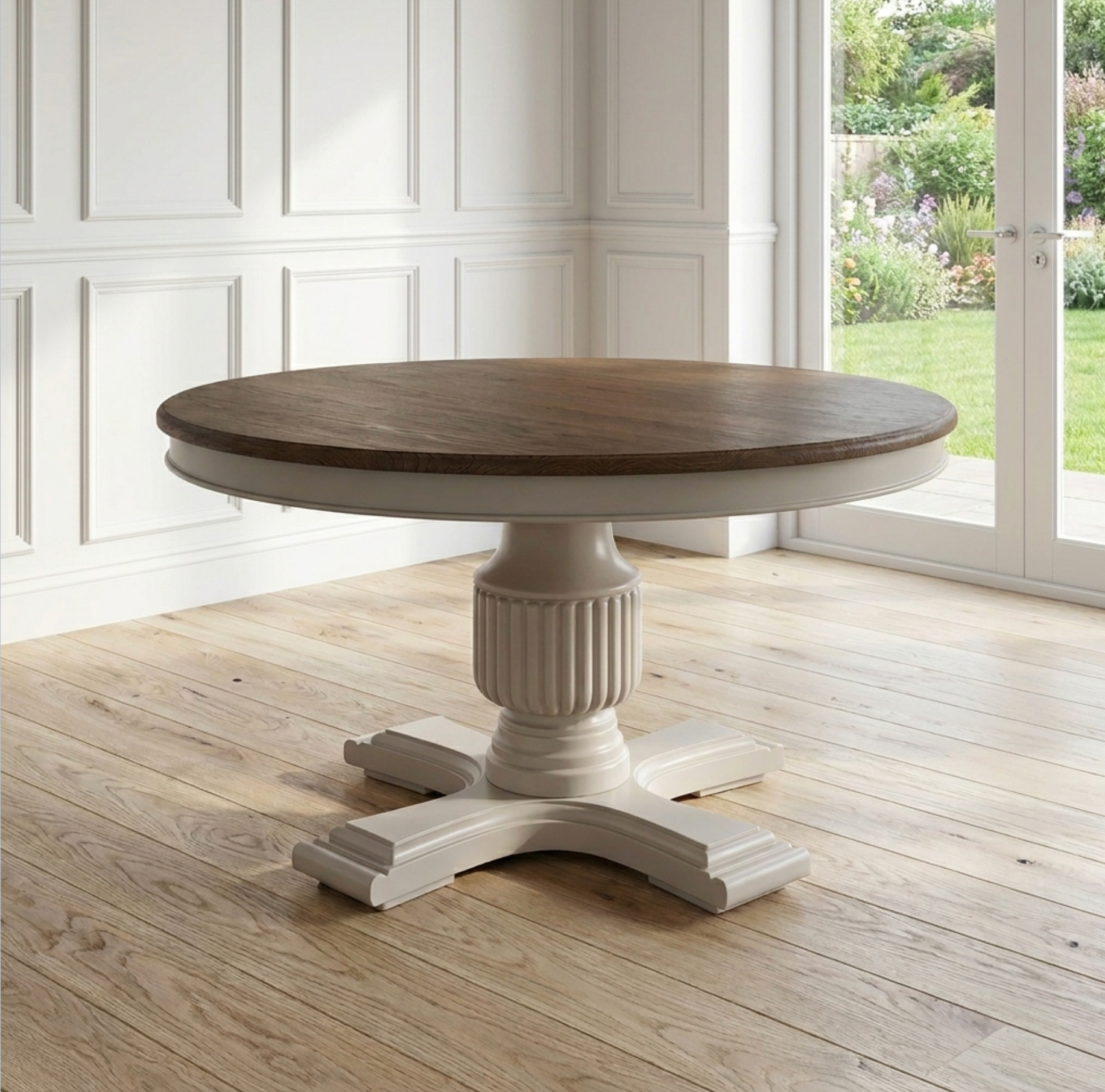 140cm Sofia Round Dining Table – Hardwick/Rustic Brown