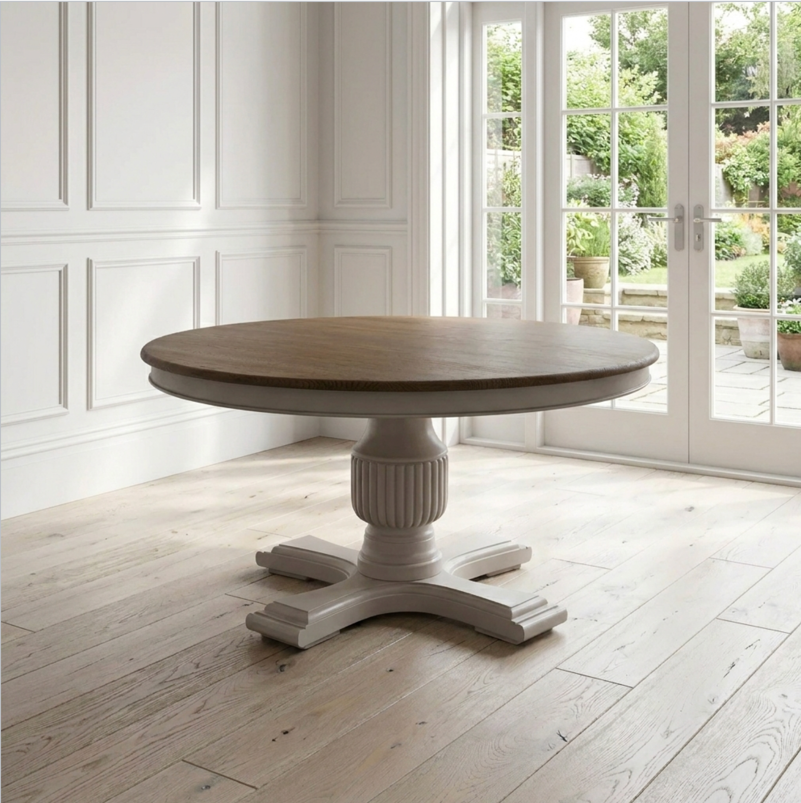 160cm Sofia Round Dining Table – Hardwick/Rustic Brown