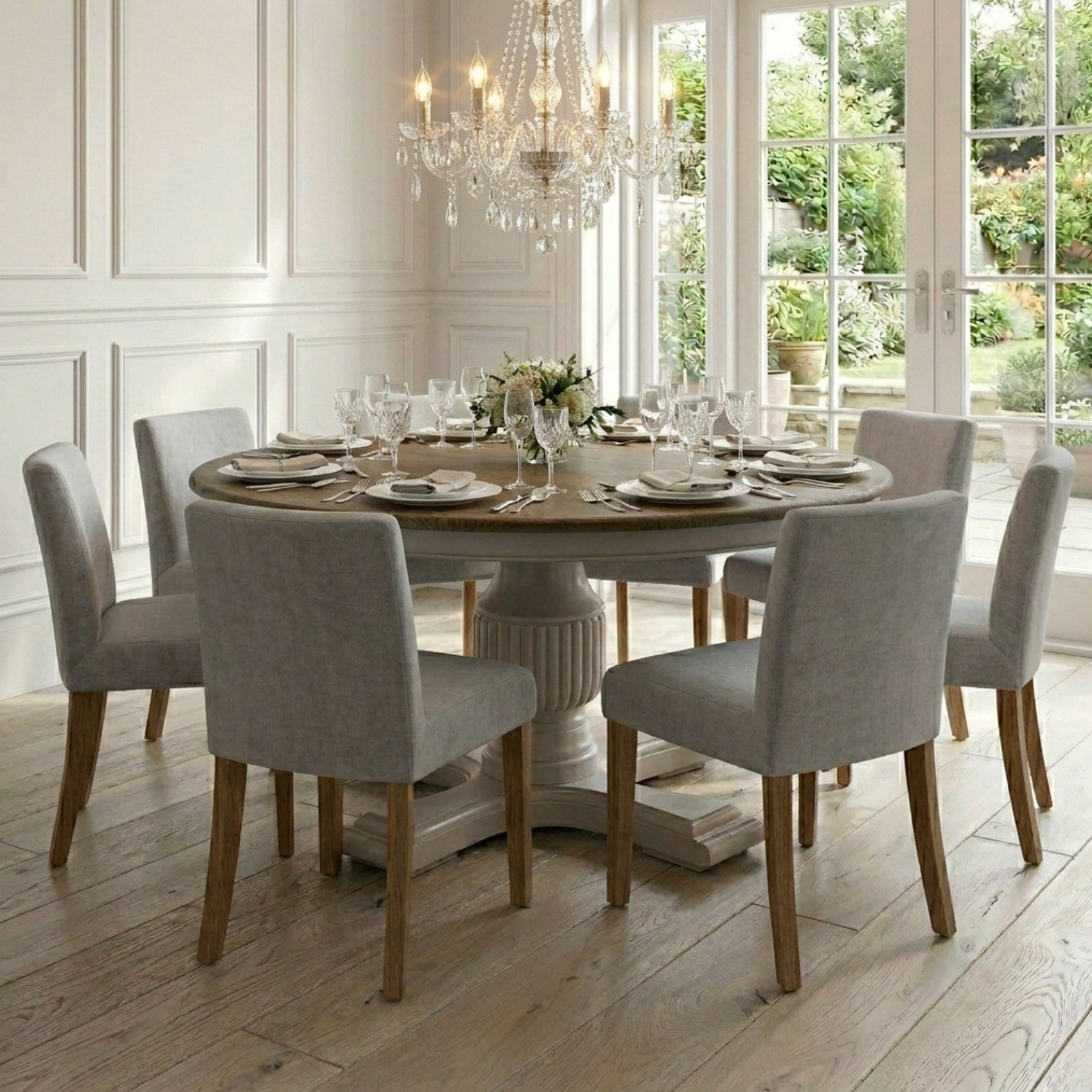160cm Sofia Round Dining Table – Hardwick/Rustic Brown