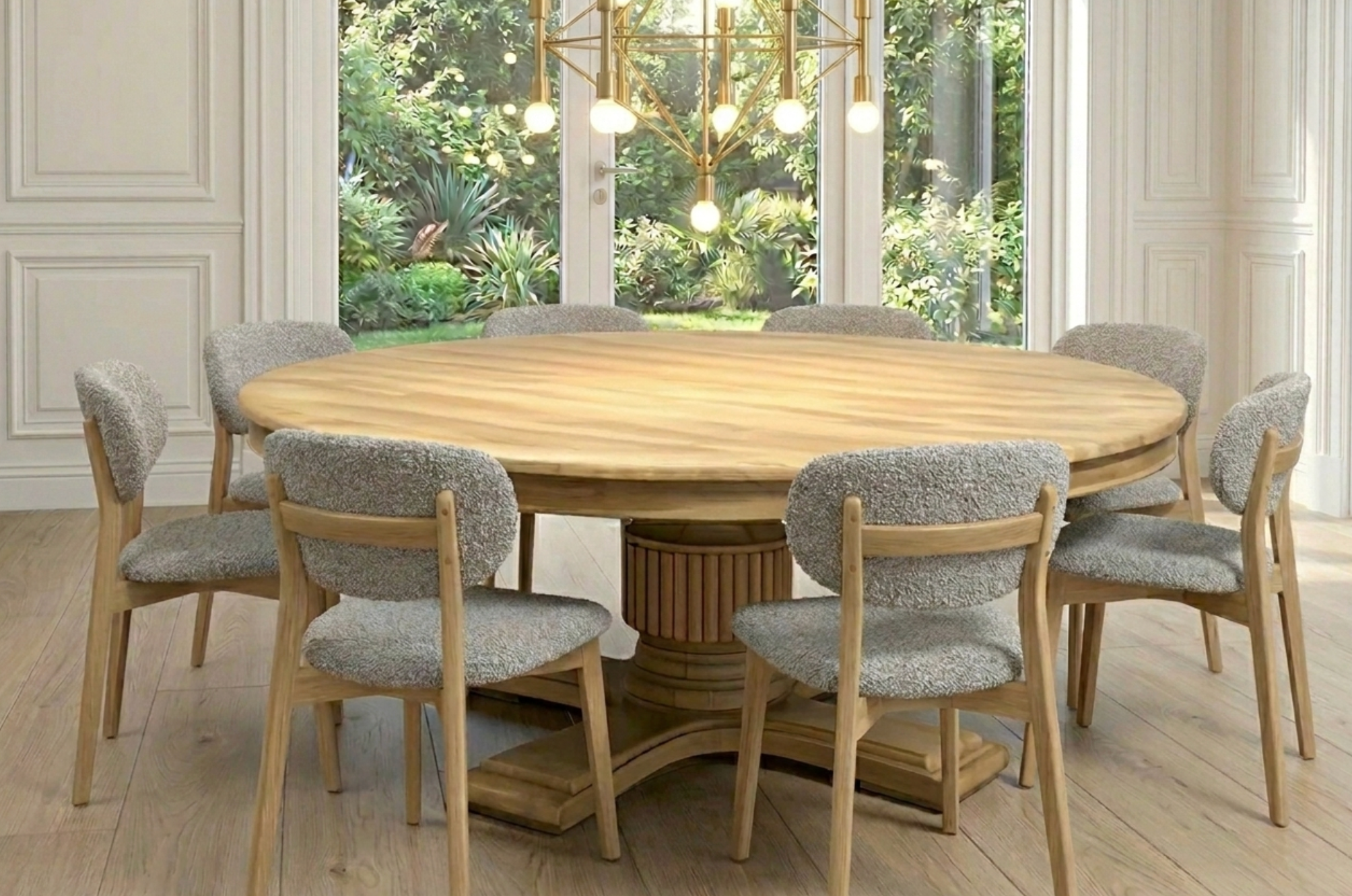 The new 180cm Sofia Round Dining Tables ! Best seller new light oak cololur