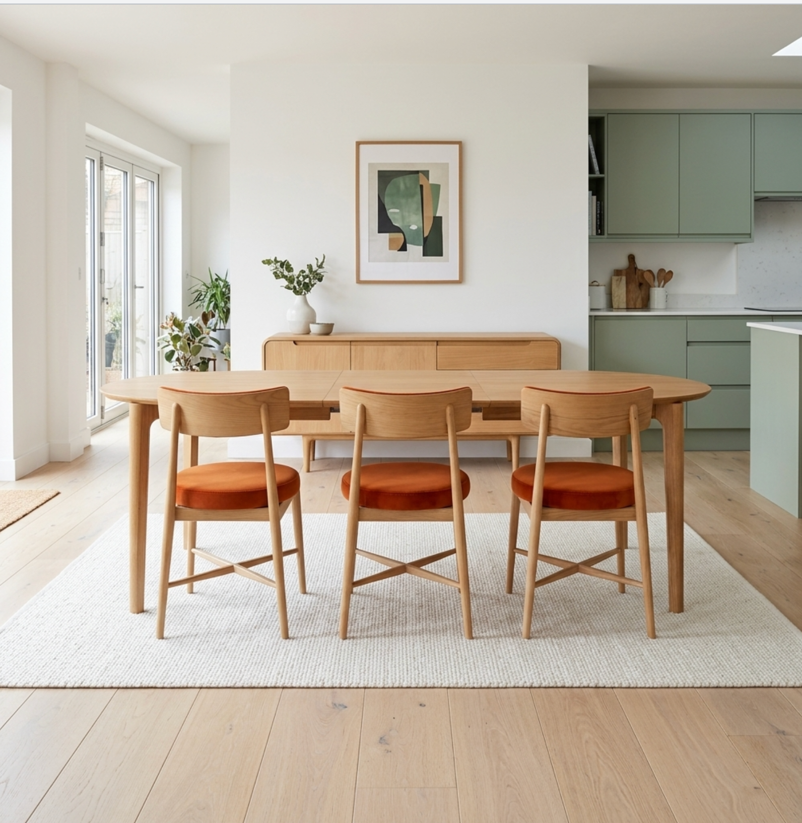 G Plan Winchester 130 - 170cm D-End Extending Dining Table Chair option Burnt Orange