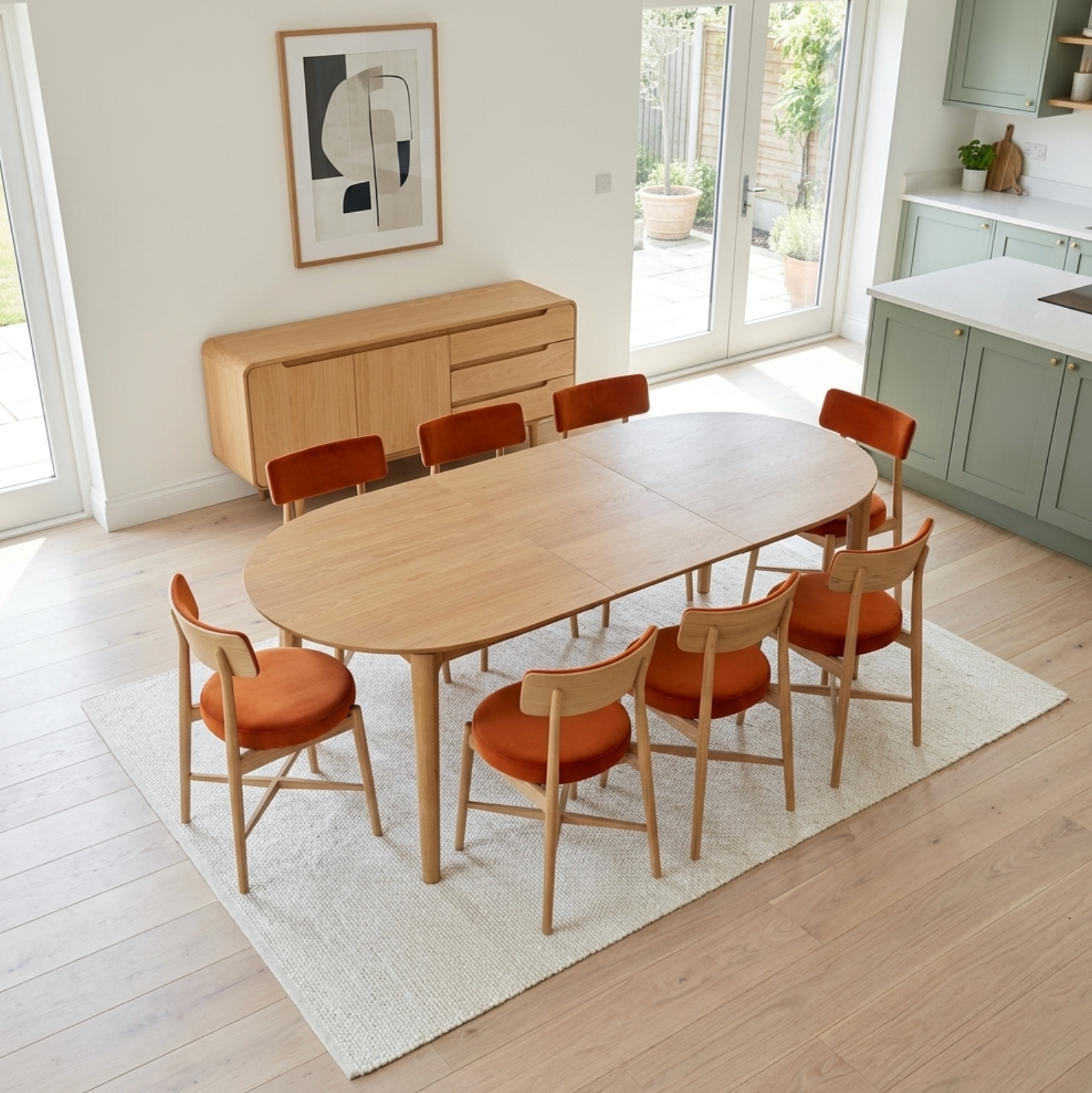 G Plan Winchester 130 - 170cm D-End Extending Dining Table Chair option Burnt Orange