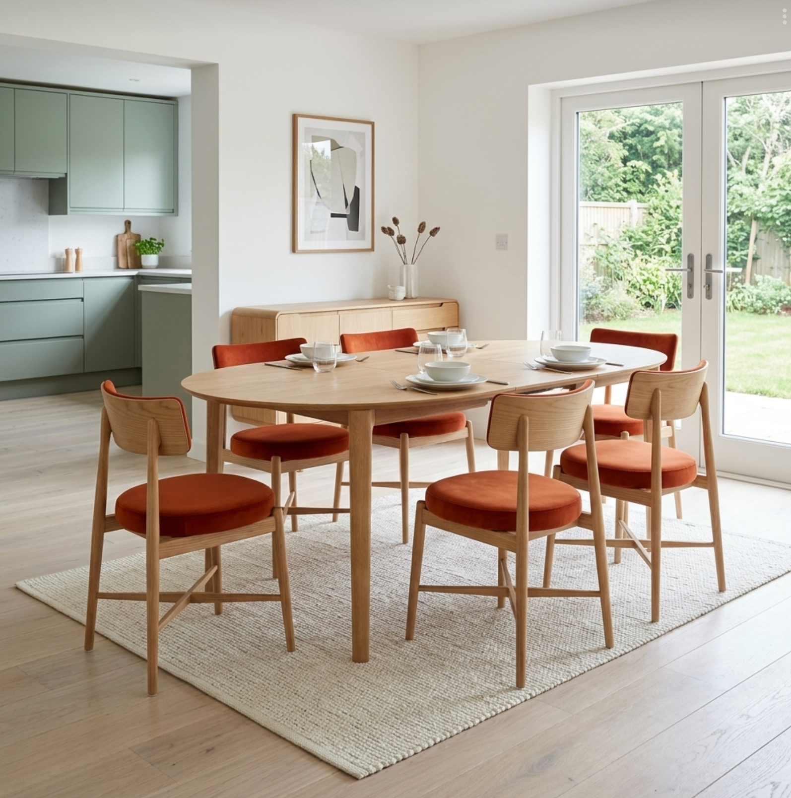 G Plan Winchester 130 - 170cm D-End Extending Dining Table Chair option Burnt Orange