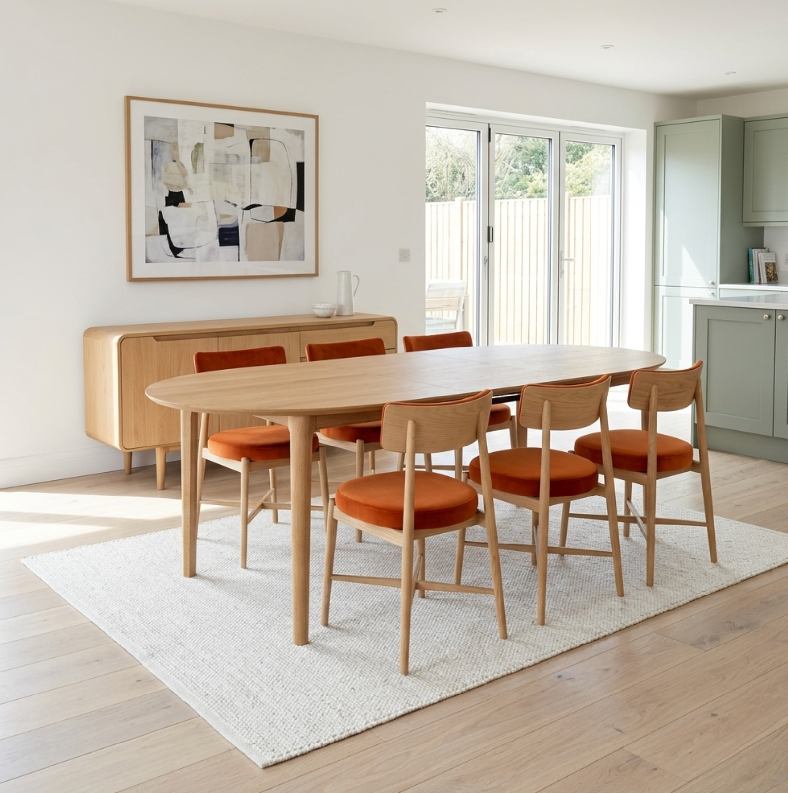 G Plan Winchester 130 - 170cm D-End Extending Dining Table Chair option Burnt Orange