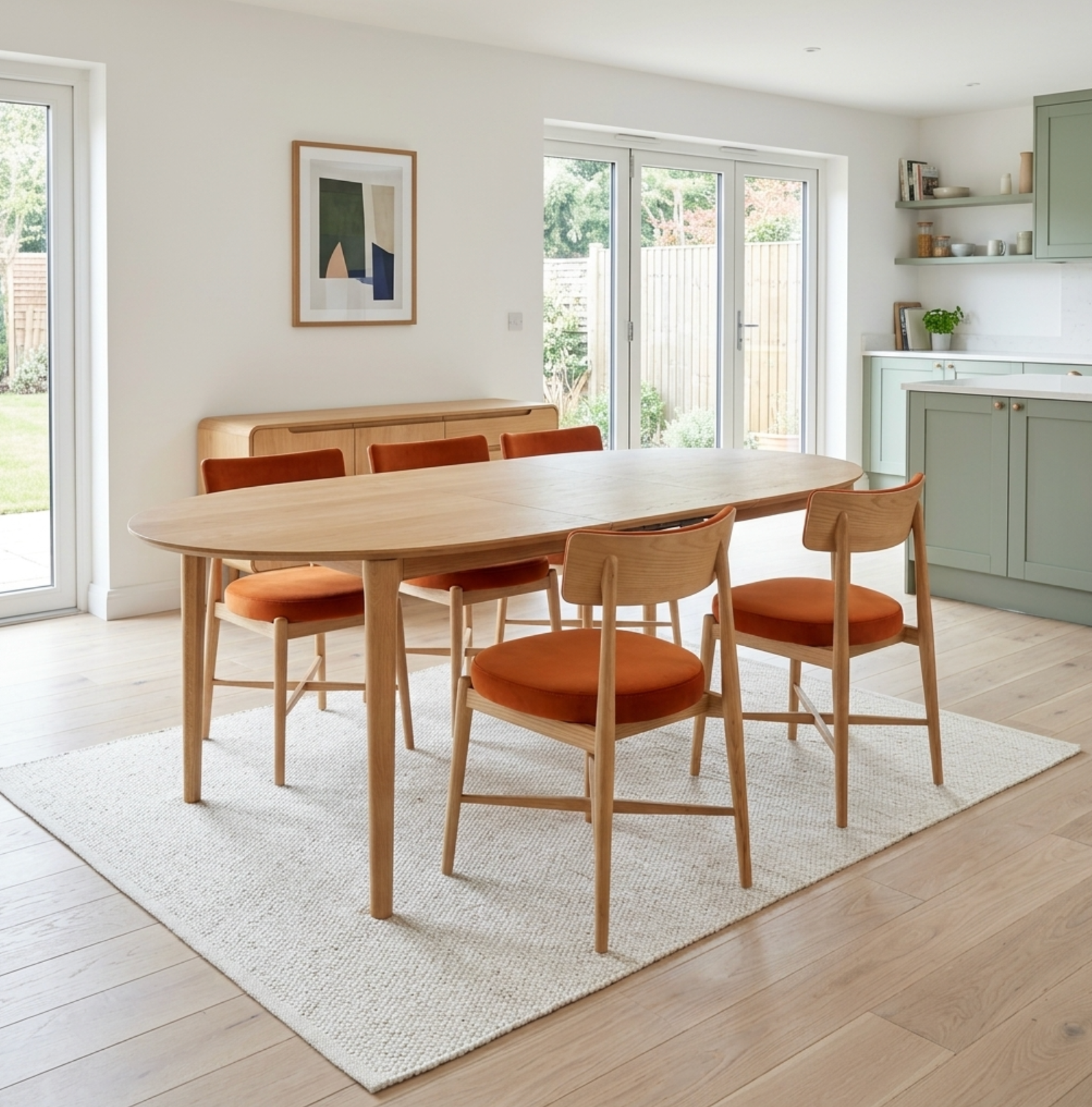G Plan Winchester 130 - 170cm D-End Extending Dining Table Chair option Burnt Orange