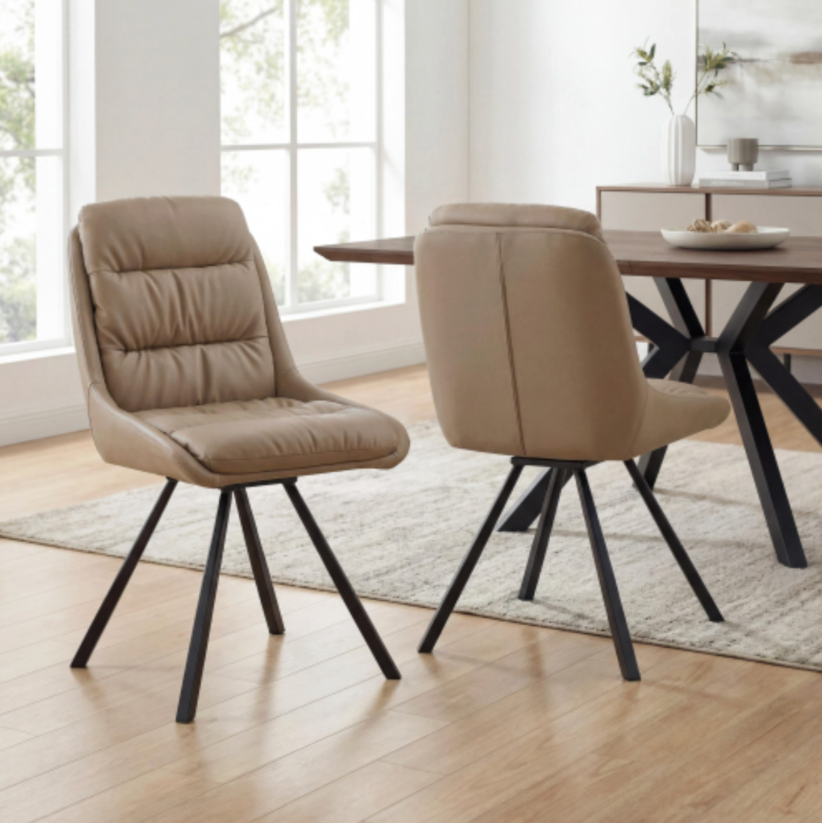 Arnhem Leather Effect Mink Dining Chair