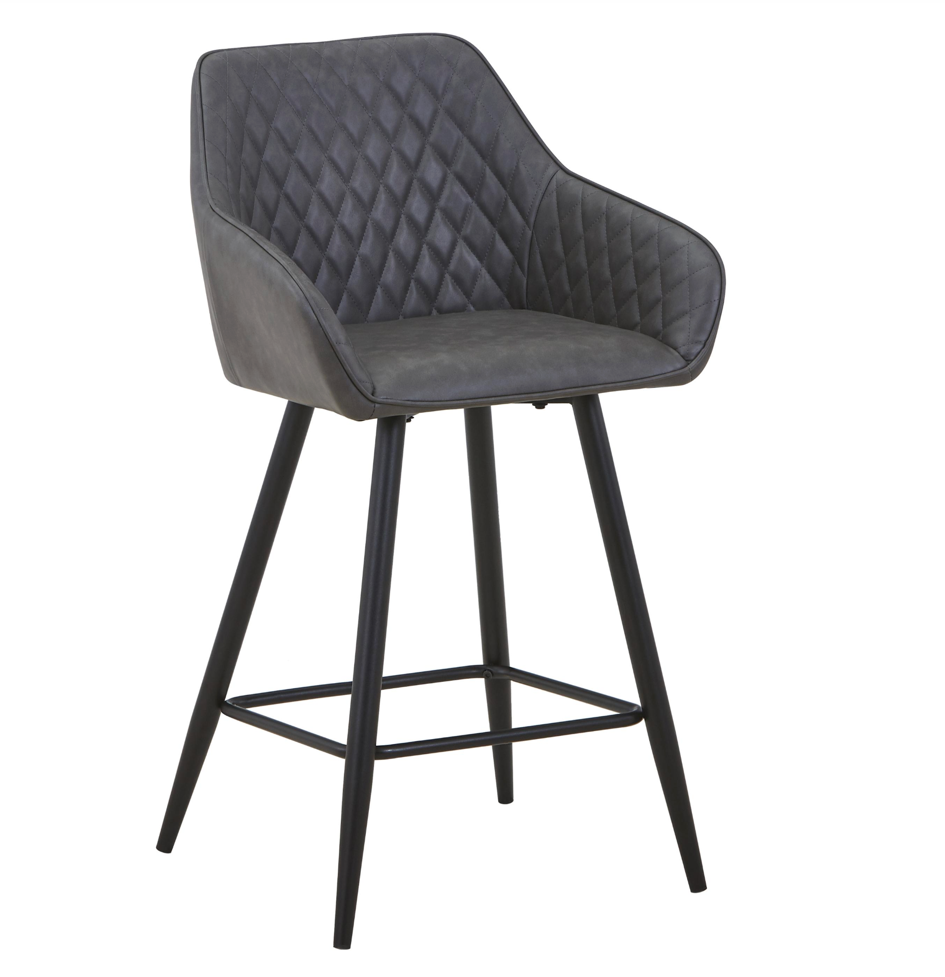 Charm Leather Effect Grey Bar Stool