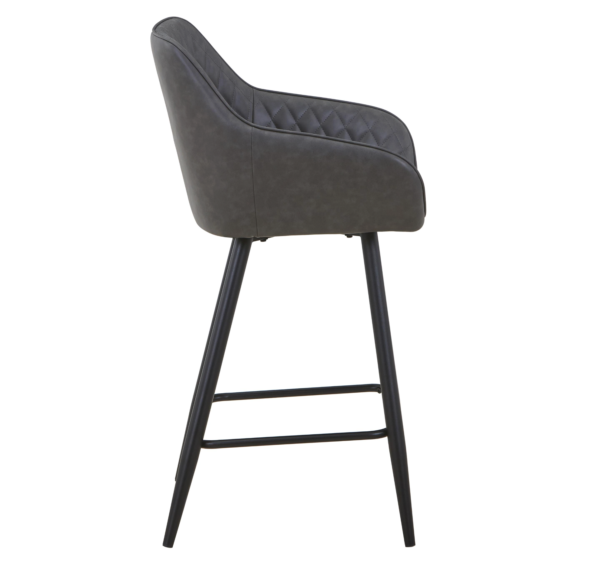 Charm Leather Effect Grey Bar Stool