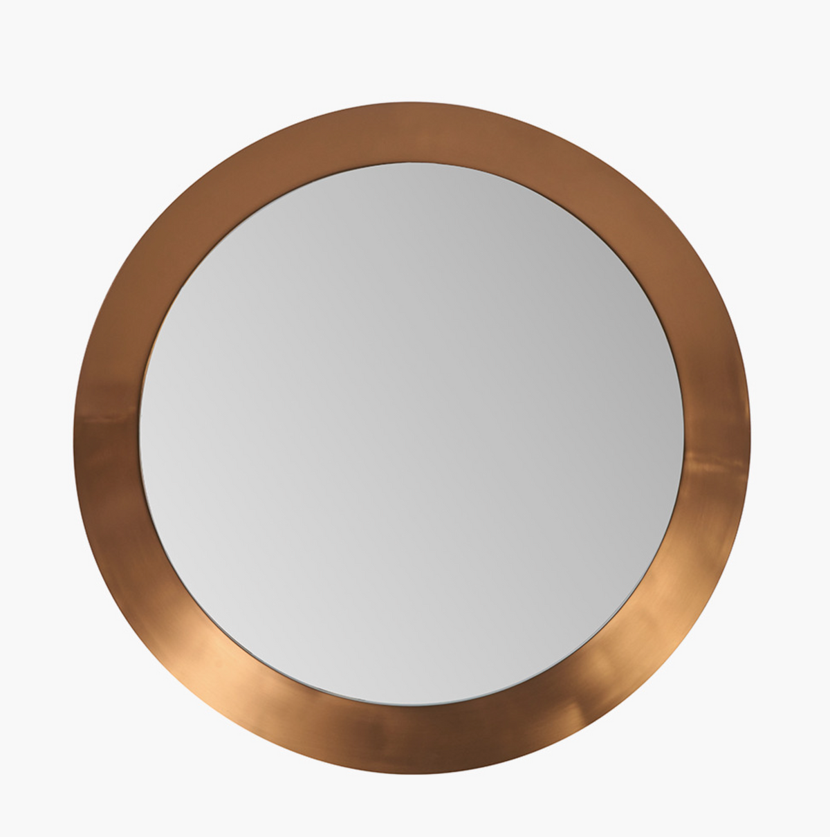 Burnished Gold Metal Angled Frame Round Mirror Large