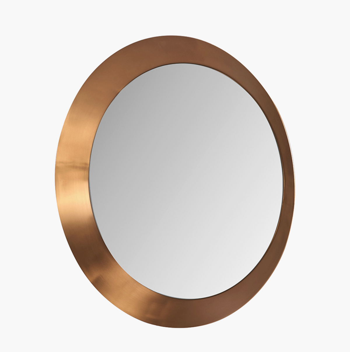 Burnished Gold Metal Angled Frame Round Mirror Large