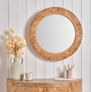 Newborough Burr Wood Effect Round Wall Mirror