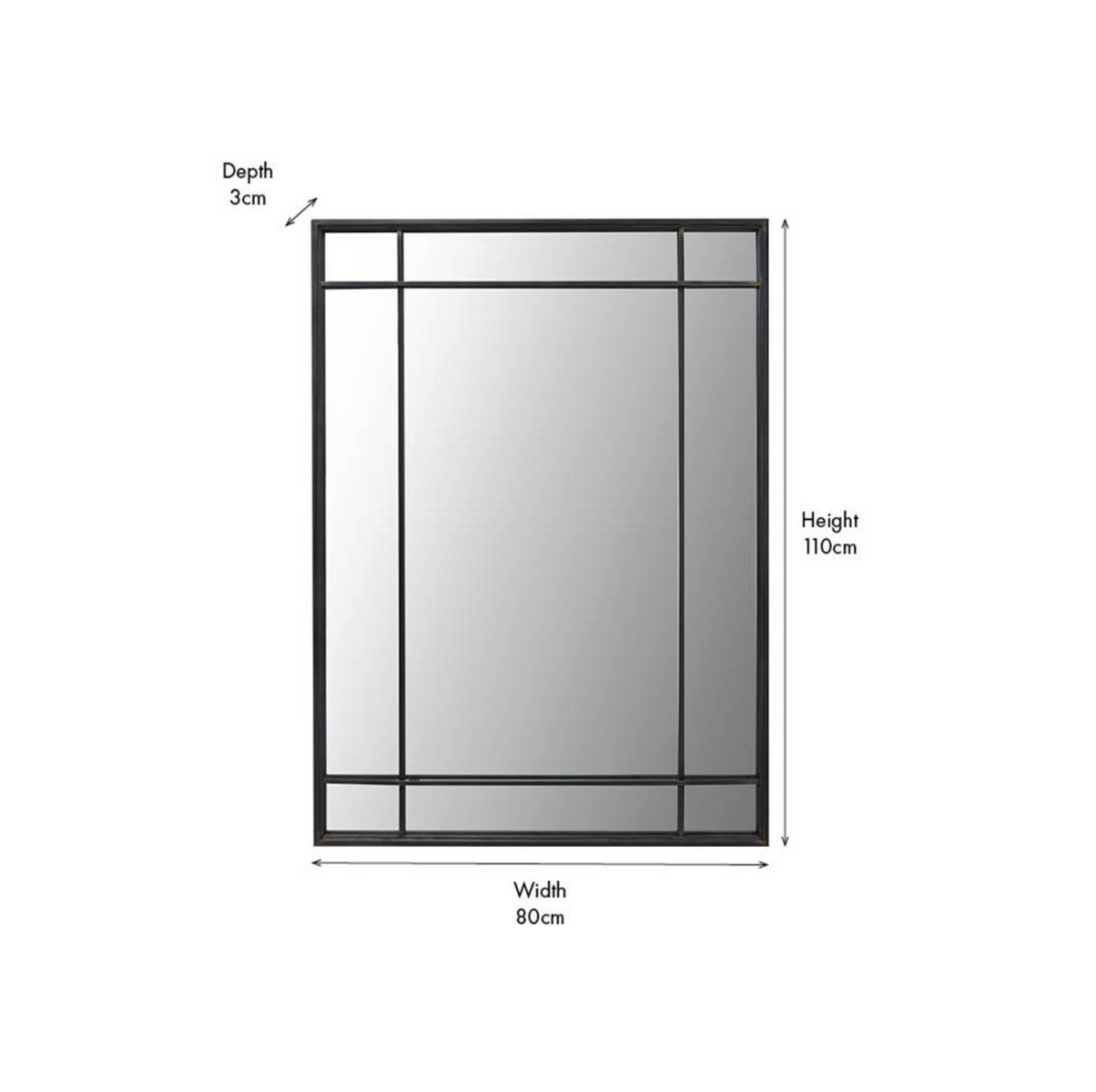 Antique Bronze Metal Rectangular Wall Mirror
