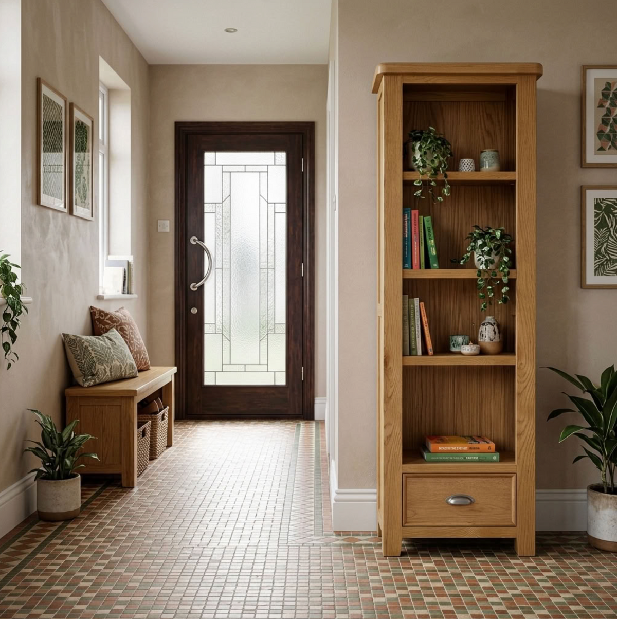 Kingsbury Oak Tall Narrow Bookcase