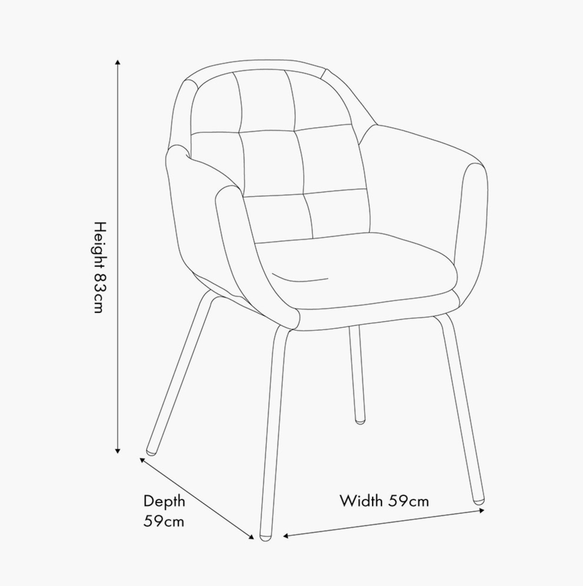 Olly Grey Linen Mix and Black Metal Carver Dining Chair