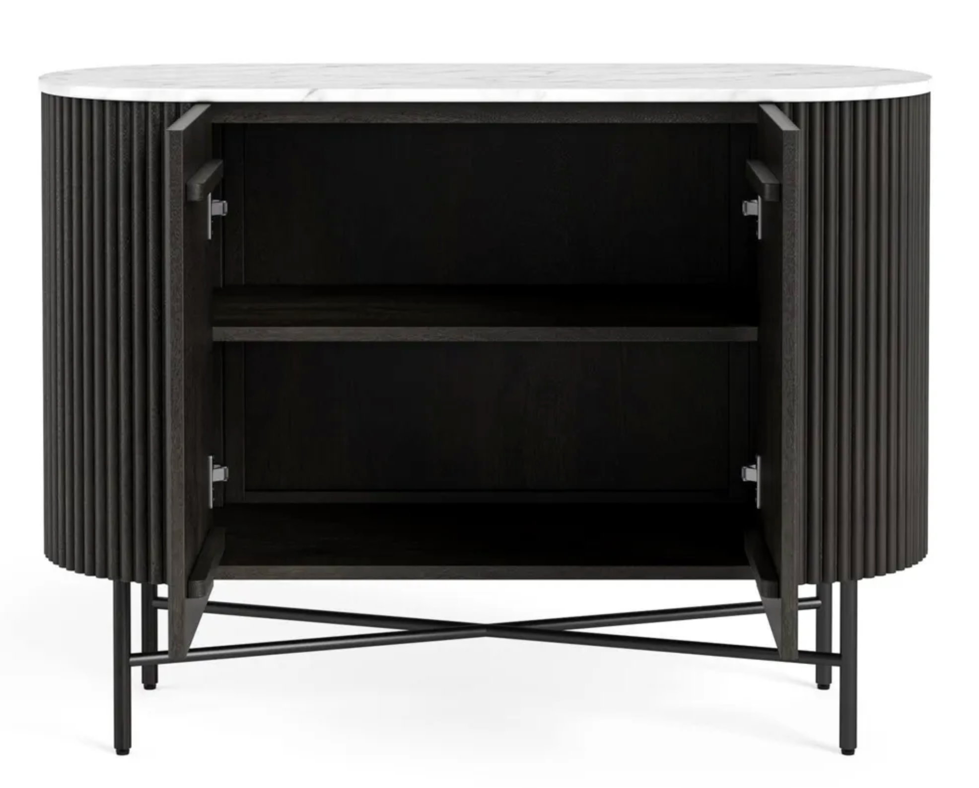 Lucas Mango & Marble Fluted  Small Sideboard Black / marble