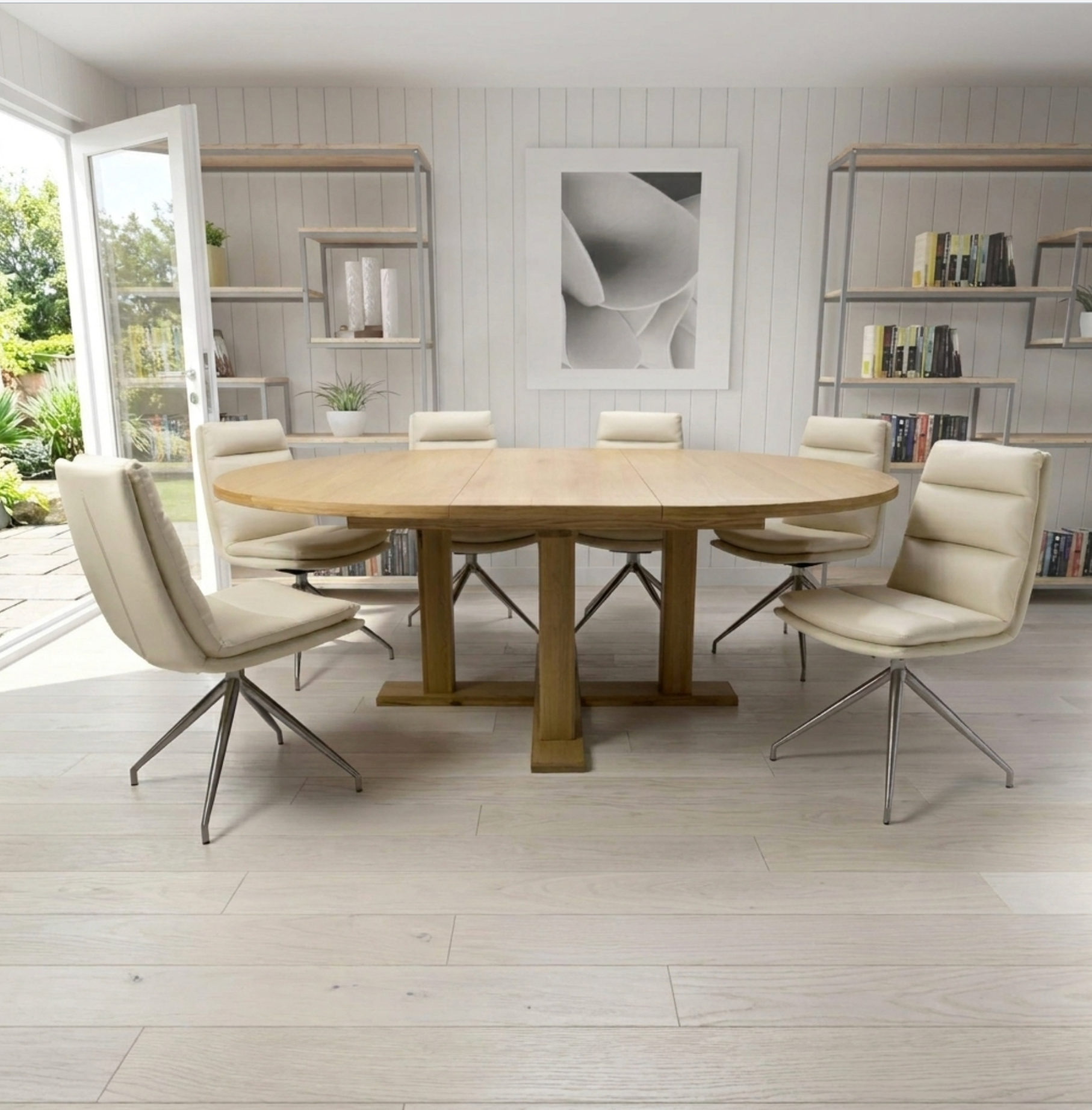 Nobo Swivel Chair Taupe – Brushed Steel Legs