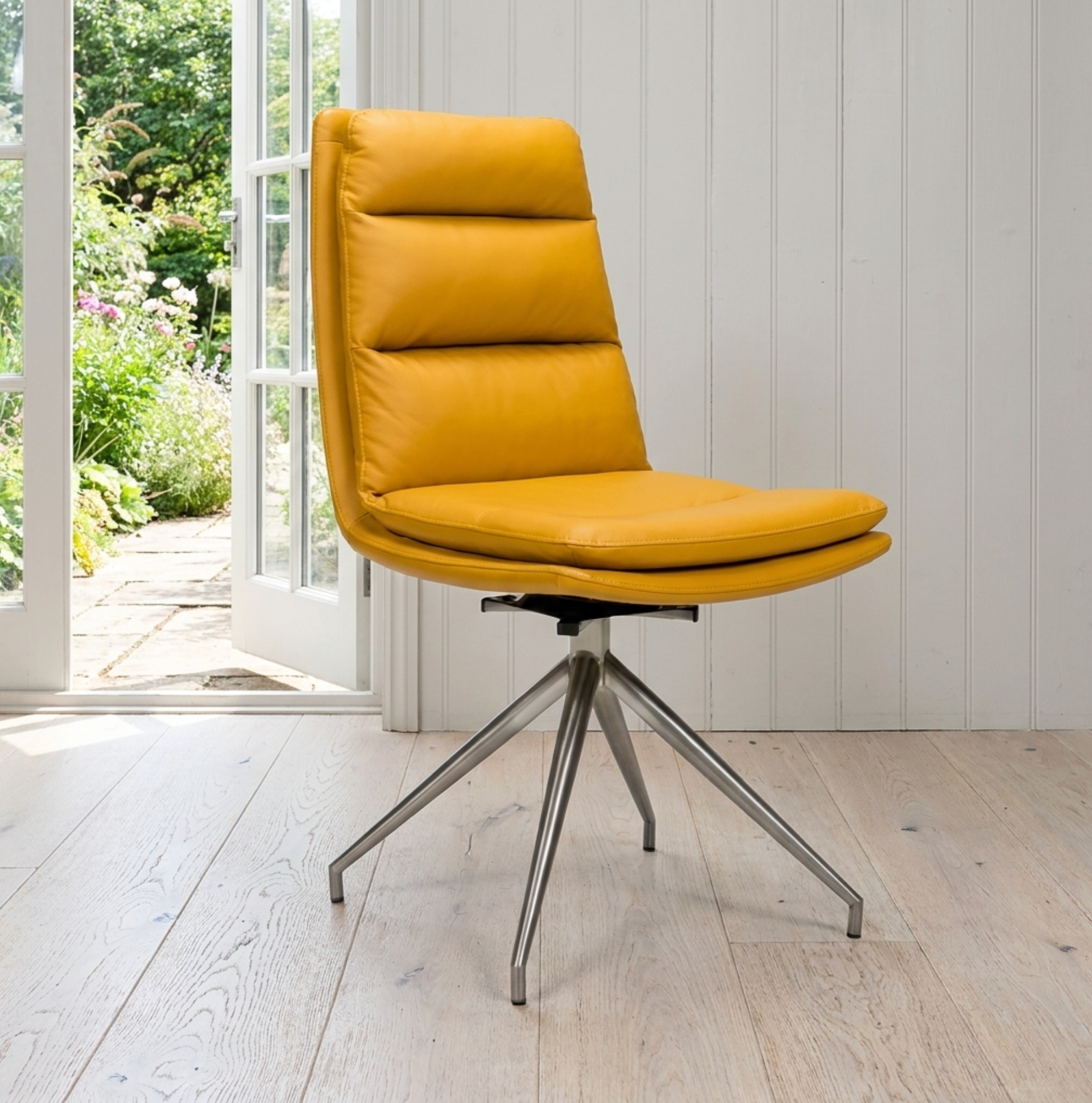 Nobo Swivel Chair Taupe – Brushed Steel Legs