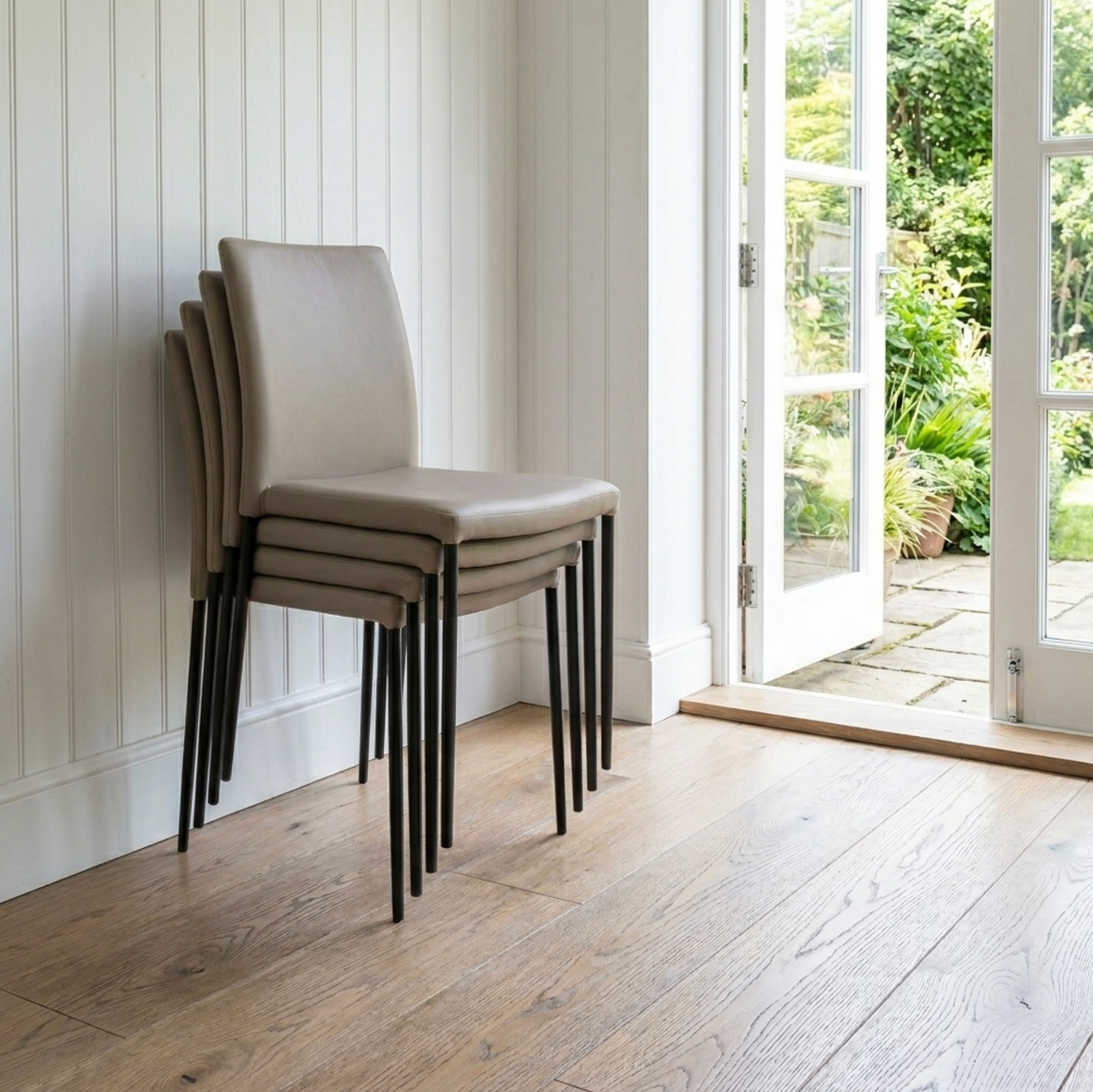 Gena Stacking Chair – Tan (sold in 4’s)