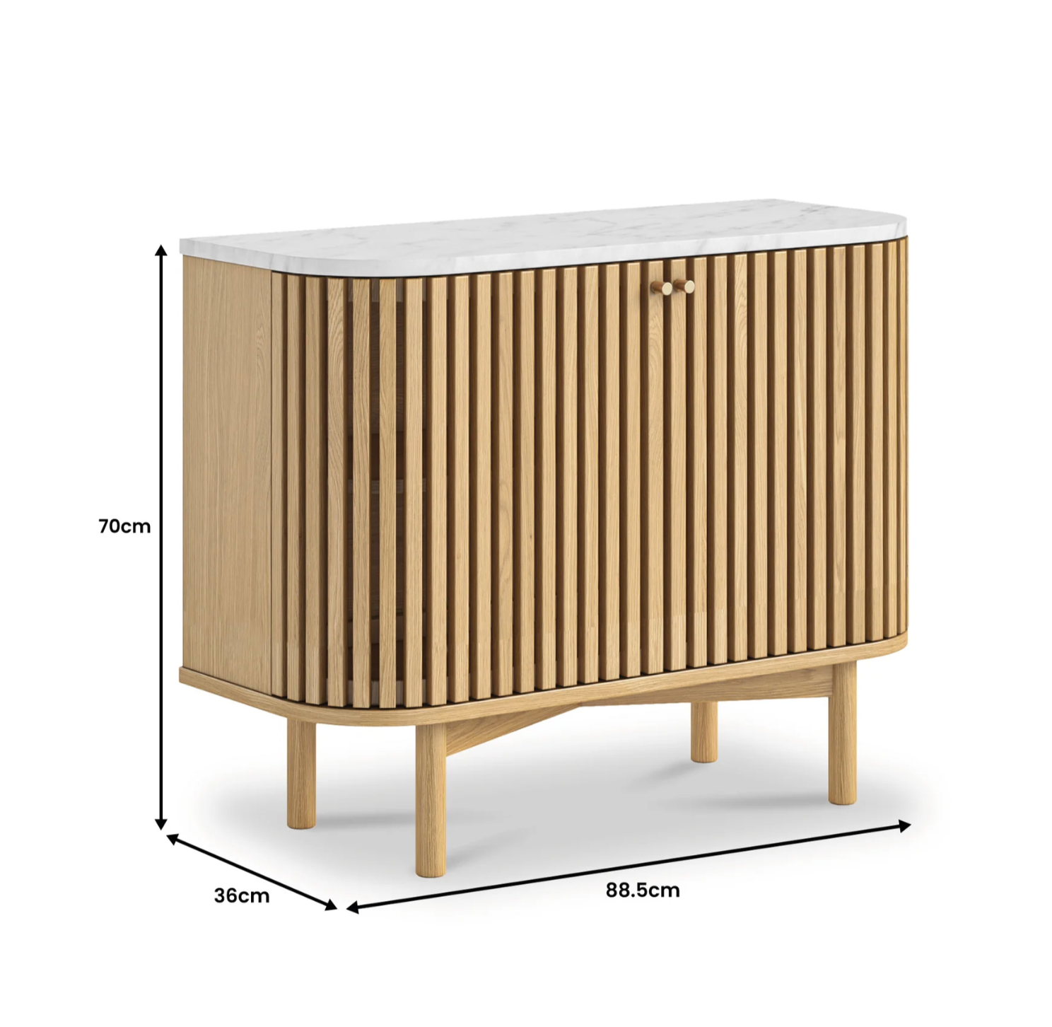 Soho Oak & Marble Slatted Small Sideboard