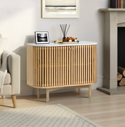 Soho Oak & Marble Slatted Small Sideboard