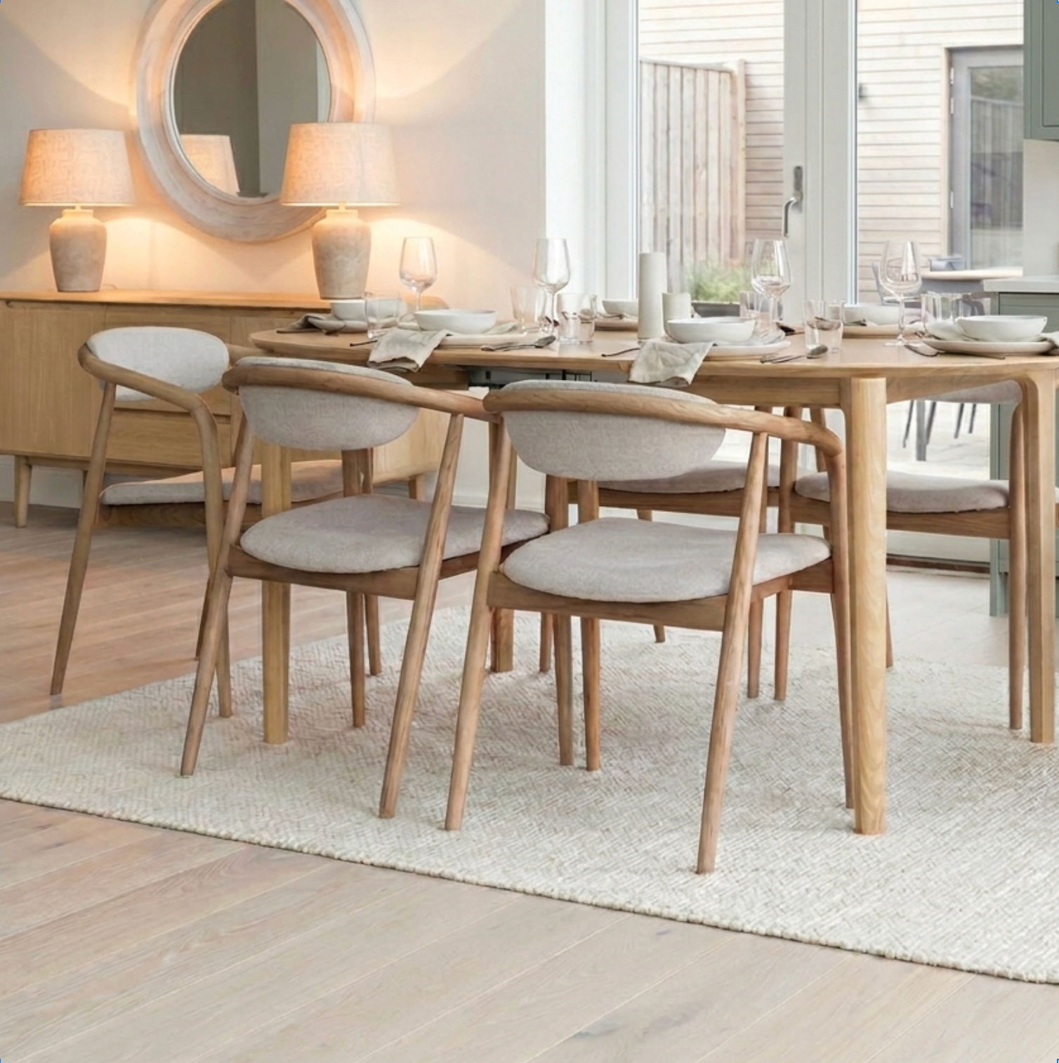 G Plan Winchester 130 - 170cm D-End Extending Dining Tablewith 4 G-Plan  Isabelle Chairs