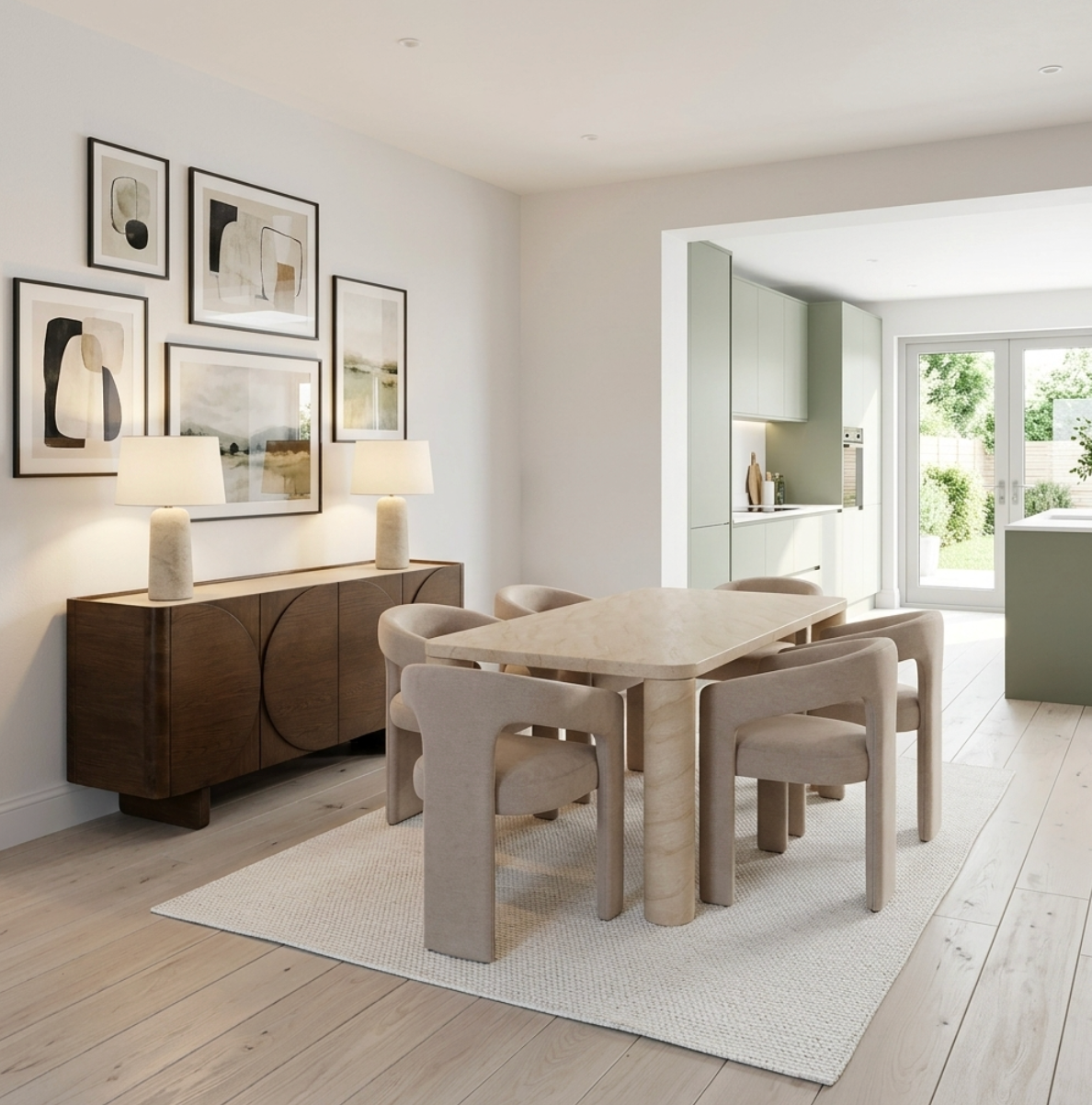 Ida Travertine Stone 150cm Dining Table with Cylindrical Leg