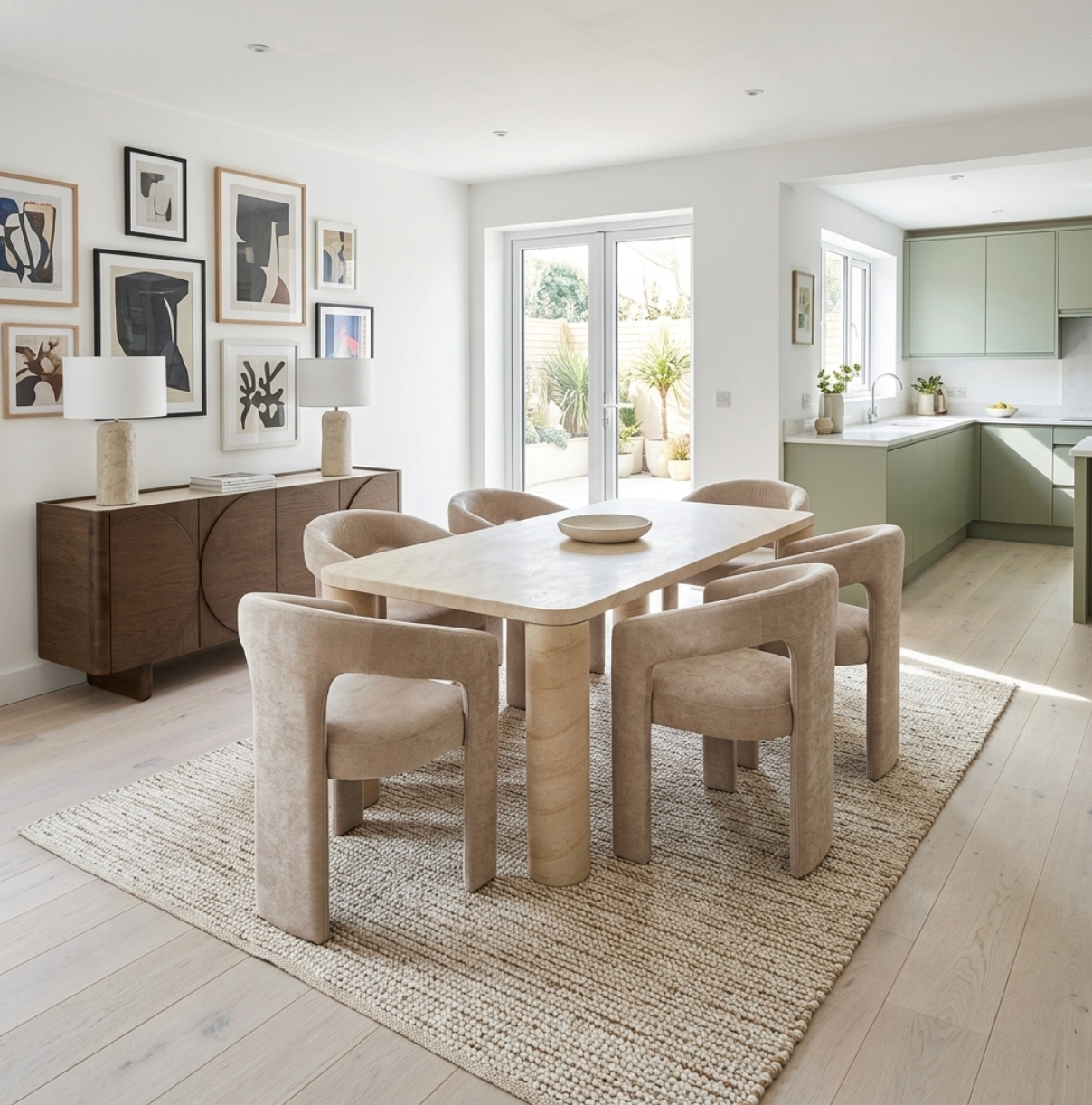 Ida Travertine Stone 150cm Dining Table with Cylindrical Leg