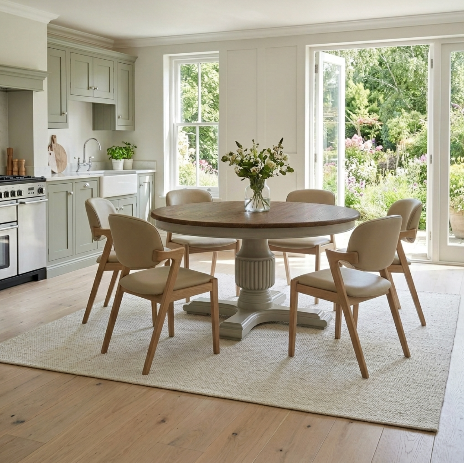 160cm Sofia Round Dining Table – Hardwick/Rustic Brown