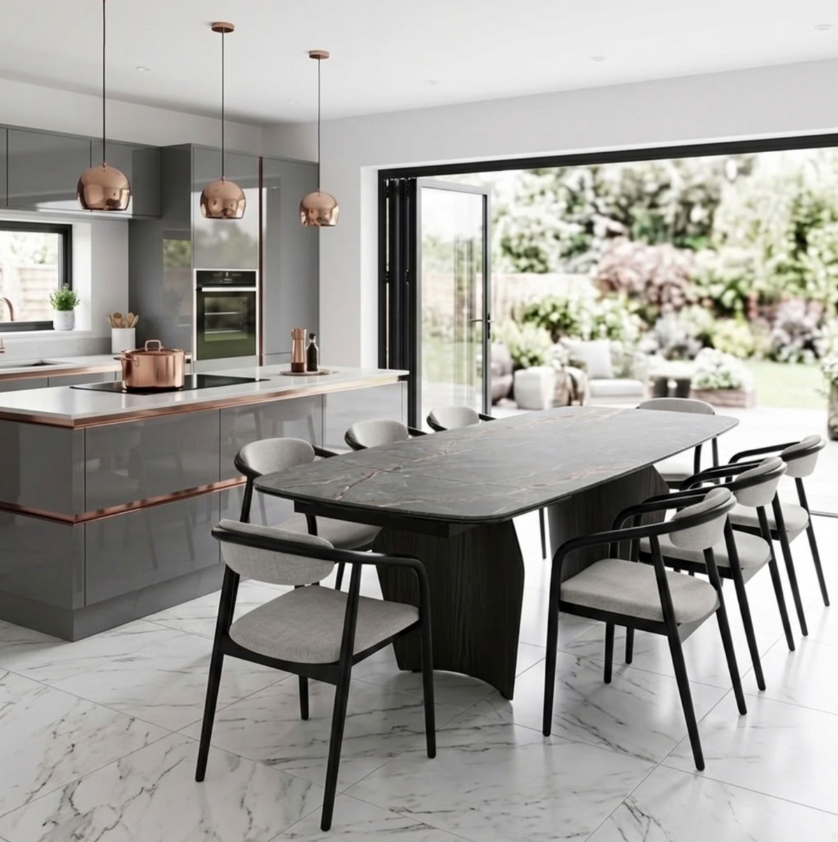 Branwick Extendable Dining Table Deep Charcoal
