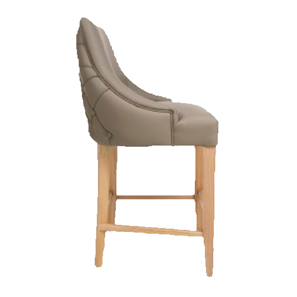 Cole Taupe Leather Effect Buttoned Bar Counter Chair Oak Legs