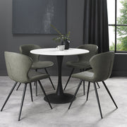 Mason White Sintered Stone Circular Bistro Table with Black Base