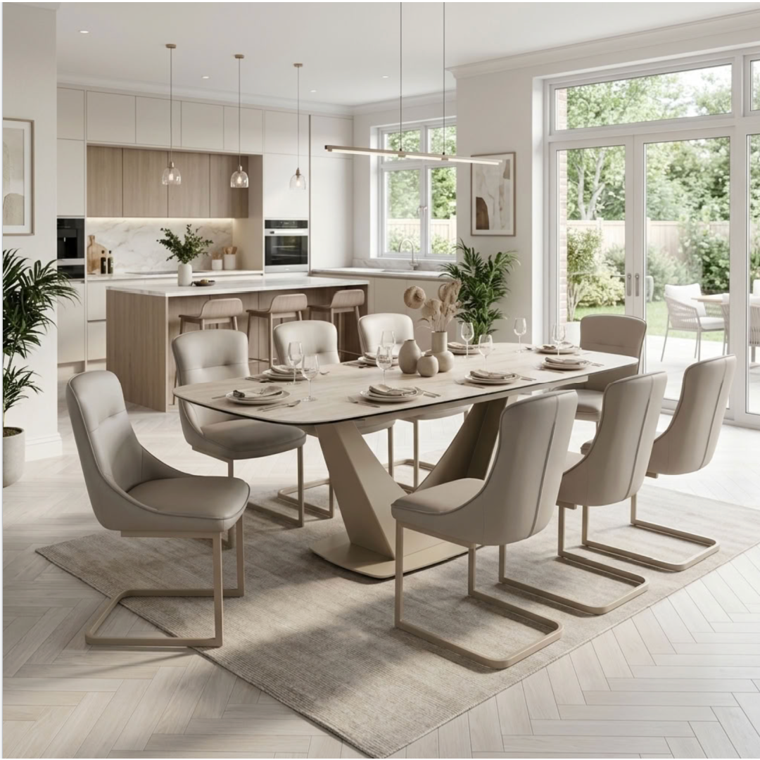 Viano Travertine Extendable Dining Table