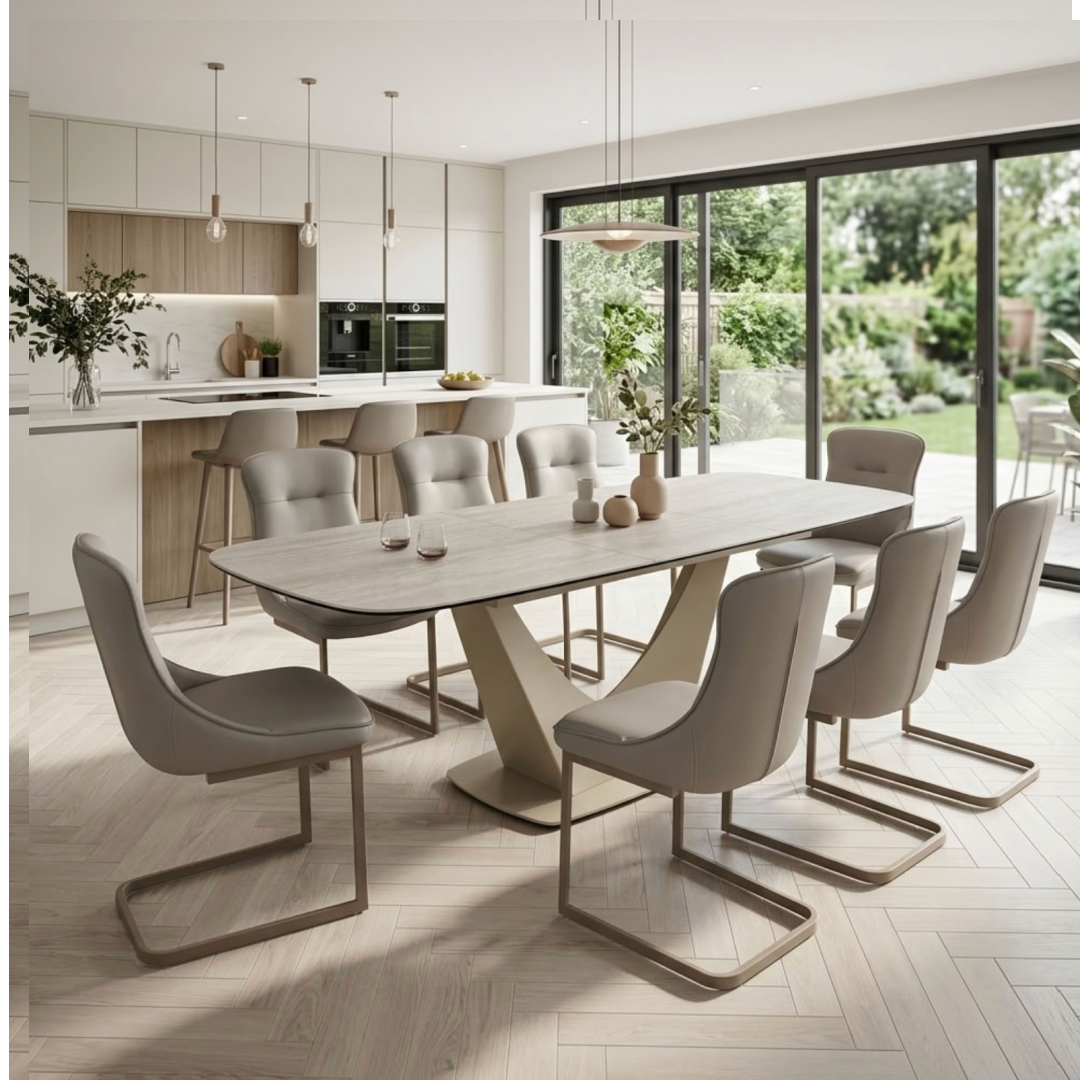 Viano Travertine Extendable Dining Table