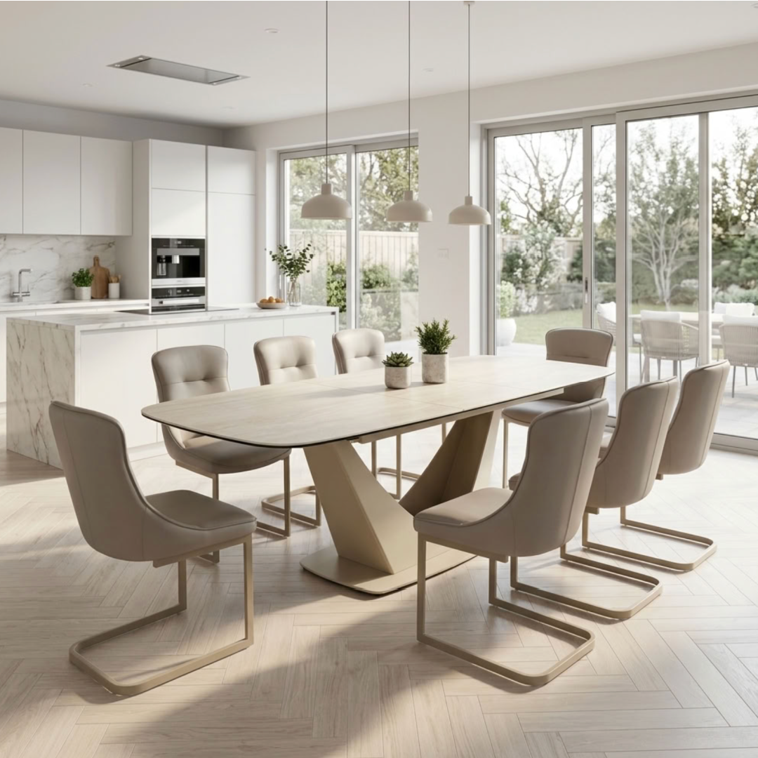 Viano Travertine Extendable Dining Table