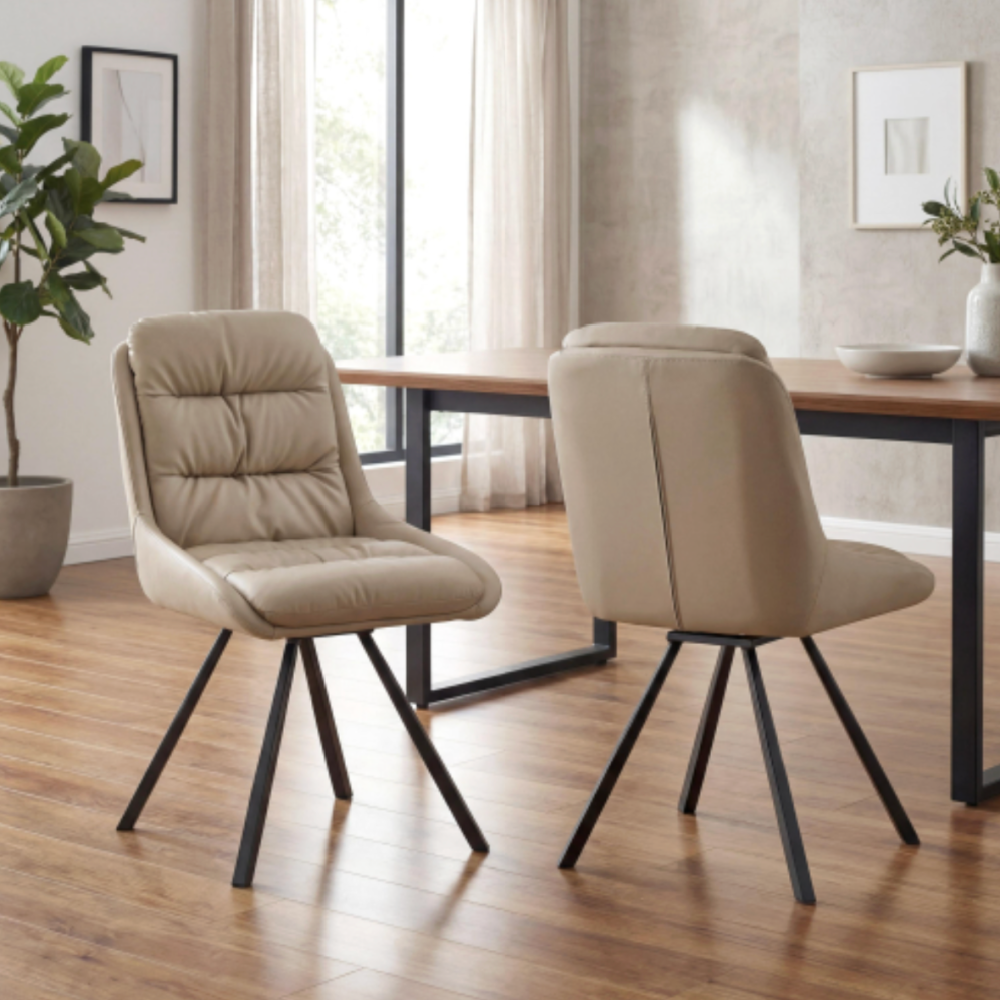 Arnhem Leather Effect Cream Dining Chair