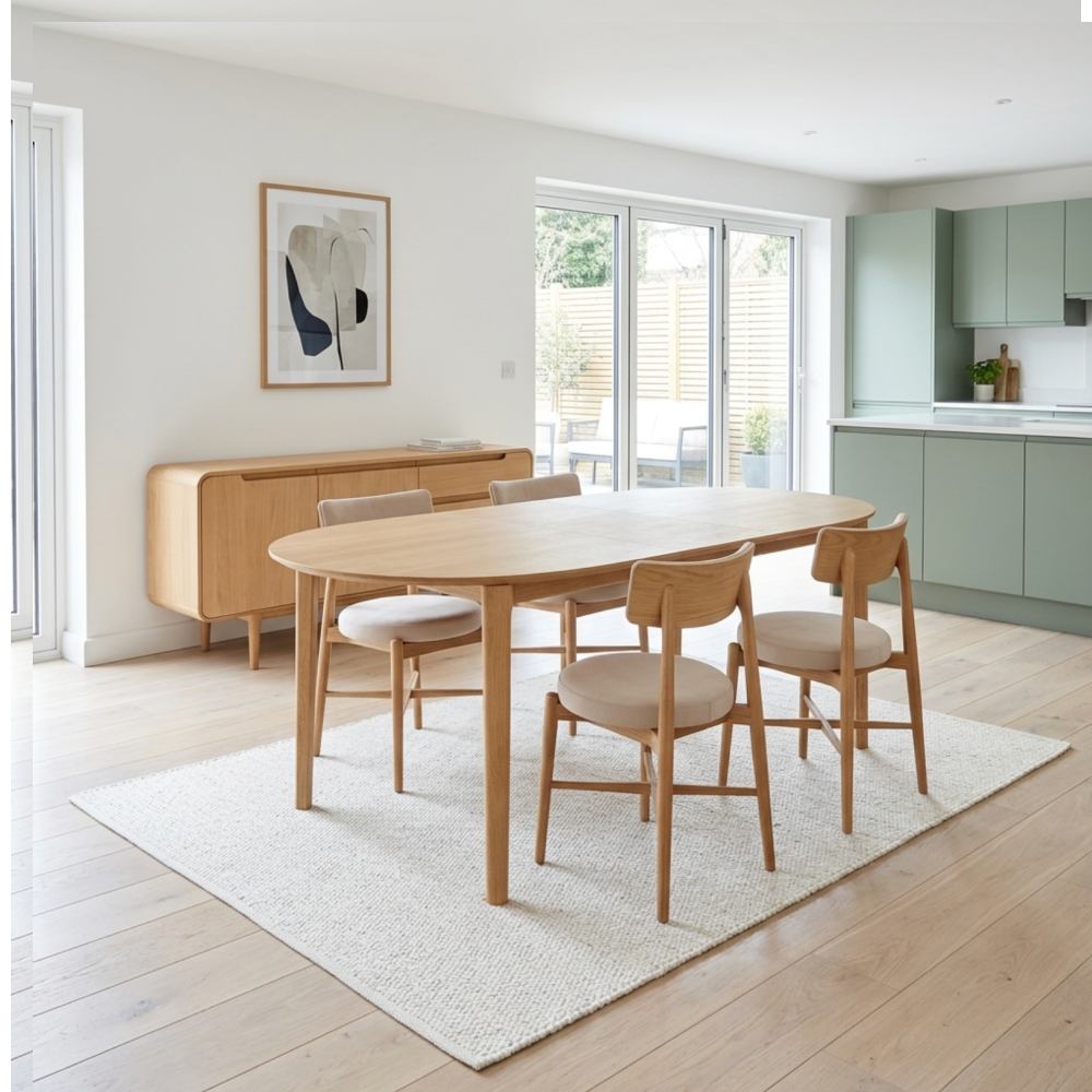 G Plan Winchester 130 - 170cm D-End Extending Dining Table with Taupe chair options