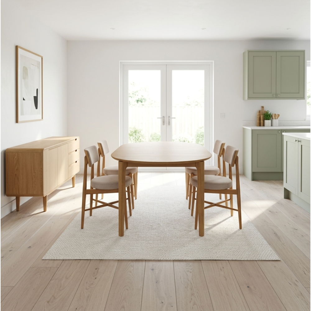 G Plan Winchester 130 - 170cm D-End Extending Dining Table with Taupe chair options
