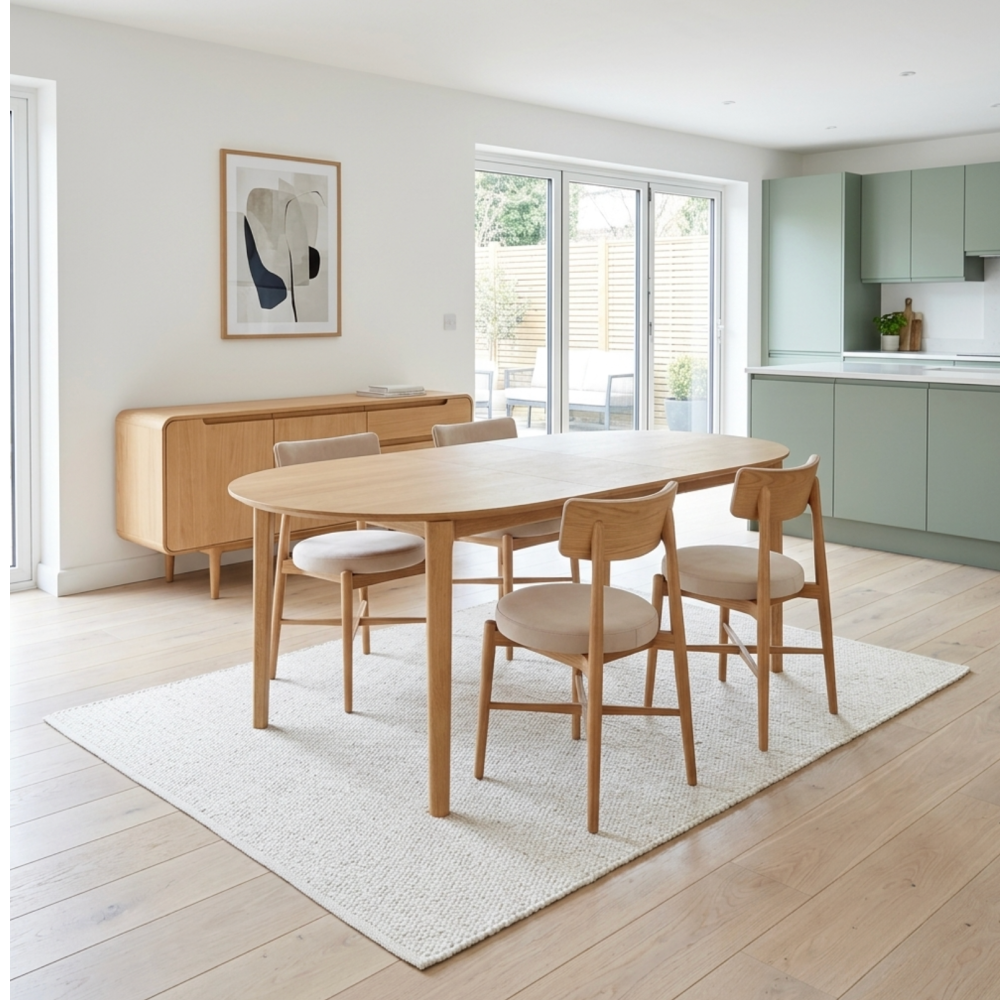 G Plan Winchester 130 - 170cm D-End Extending Dining Table with Taupe chair options