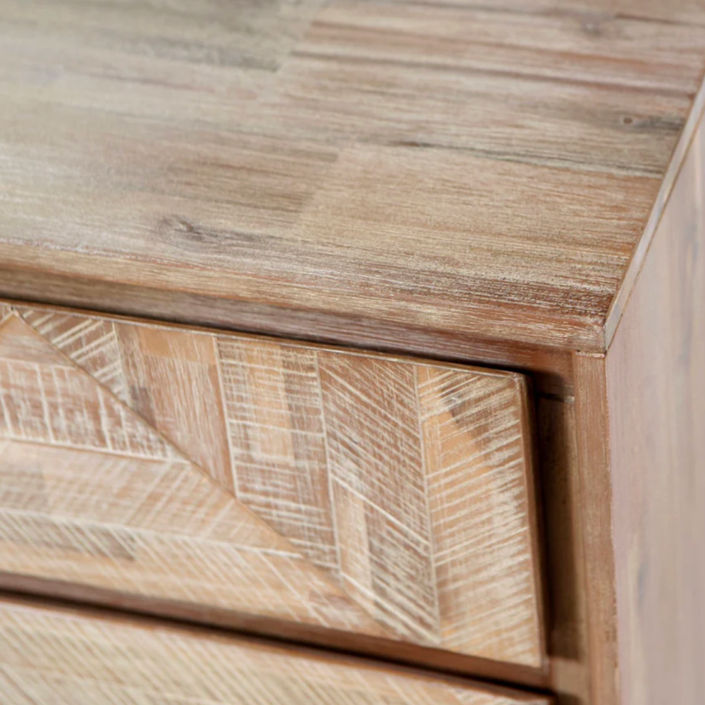 Marca Sand Wash Acacia Wood and Black Metal 3 Drawer Unit