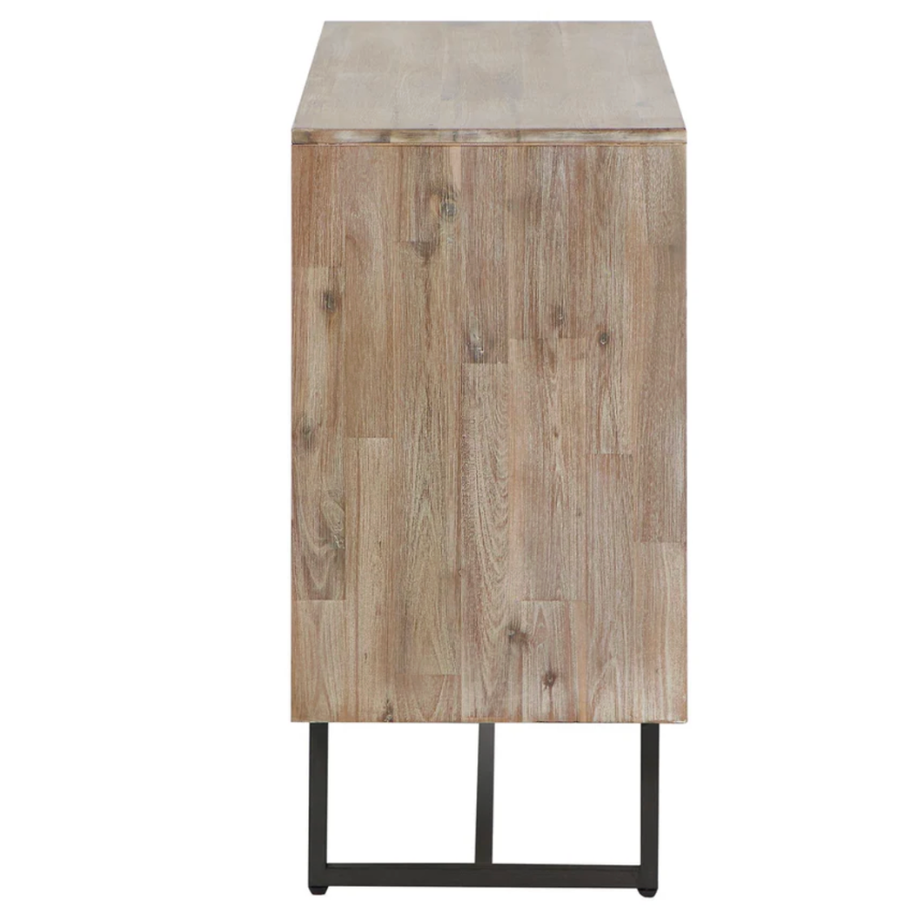 Marca Sand Wash Acacia Wood and Black Metal 3 Drawer Unit